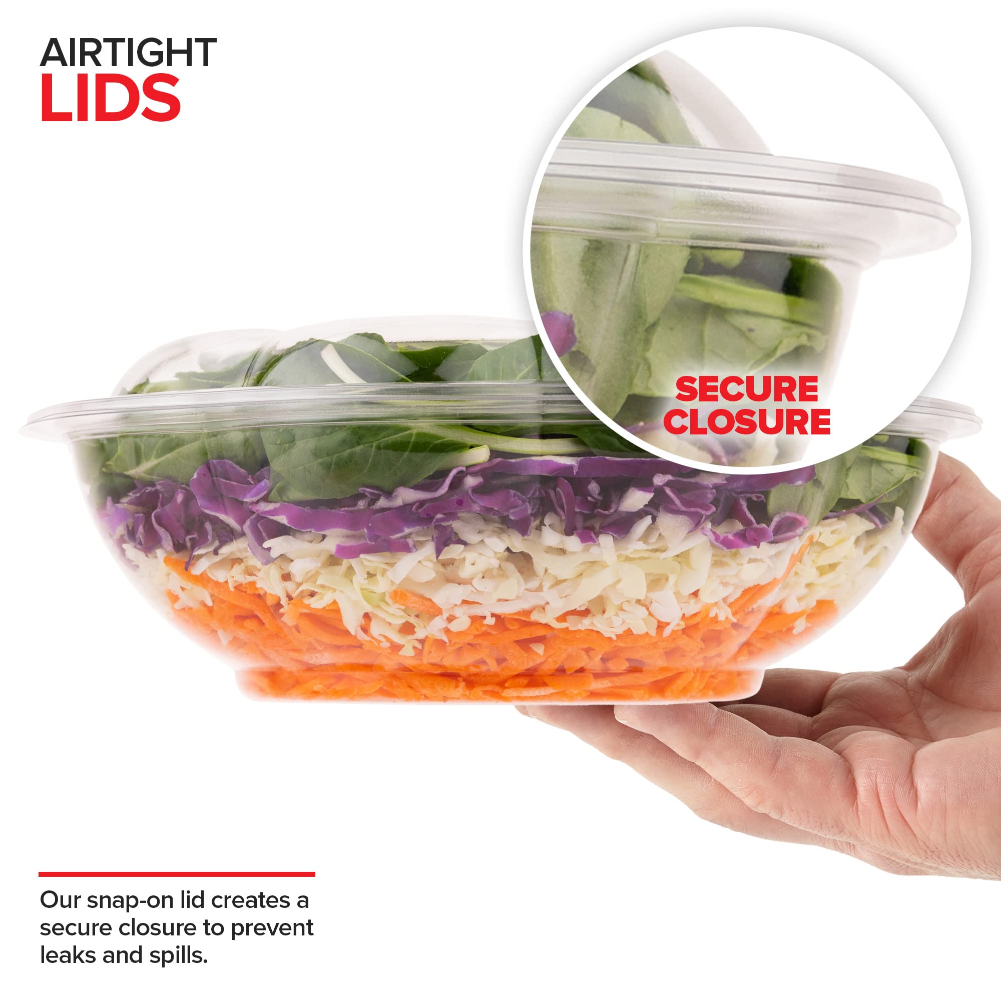 Stock Your Home 64oz Clear Plastic Salad Bowls with Lids Disposable (10 Pack) Extra Large Takeout Container with Snap on Lid for Fruit Salads  Lunch  Meal Prep  Acai Bowl  To-Go Party Containers
