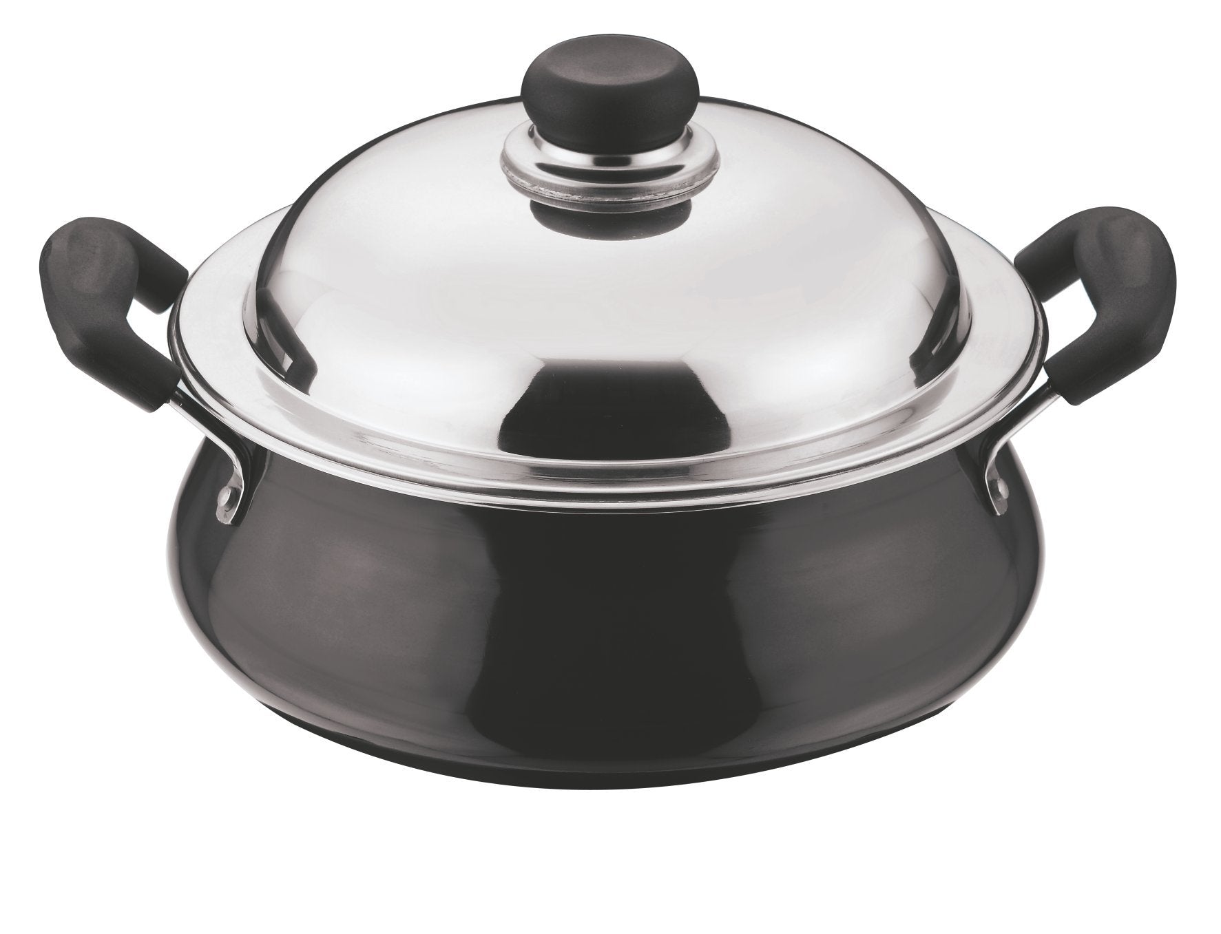 Vinod Aluminium Hard Anodised Small Handi With Lid, 3.8 Litres,Non-Stick, 3.8 Liter,Black