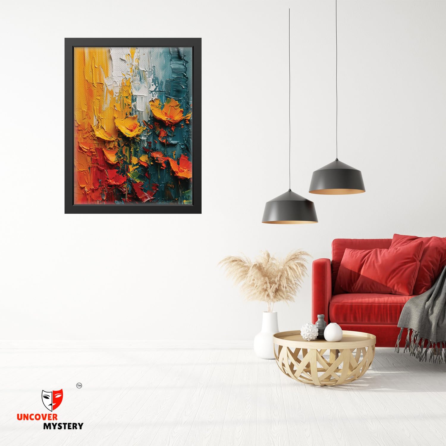 Uncover Mystery Abstract Acrylic Painting Print On Polyster Canvas Framed, Wall Art For Home, Office, Living Room Wall Decoratio