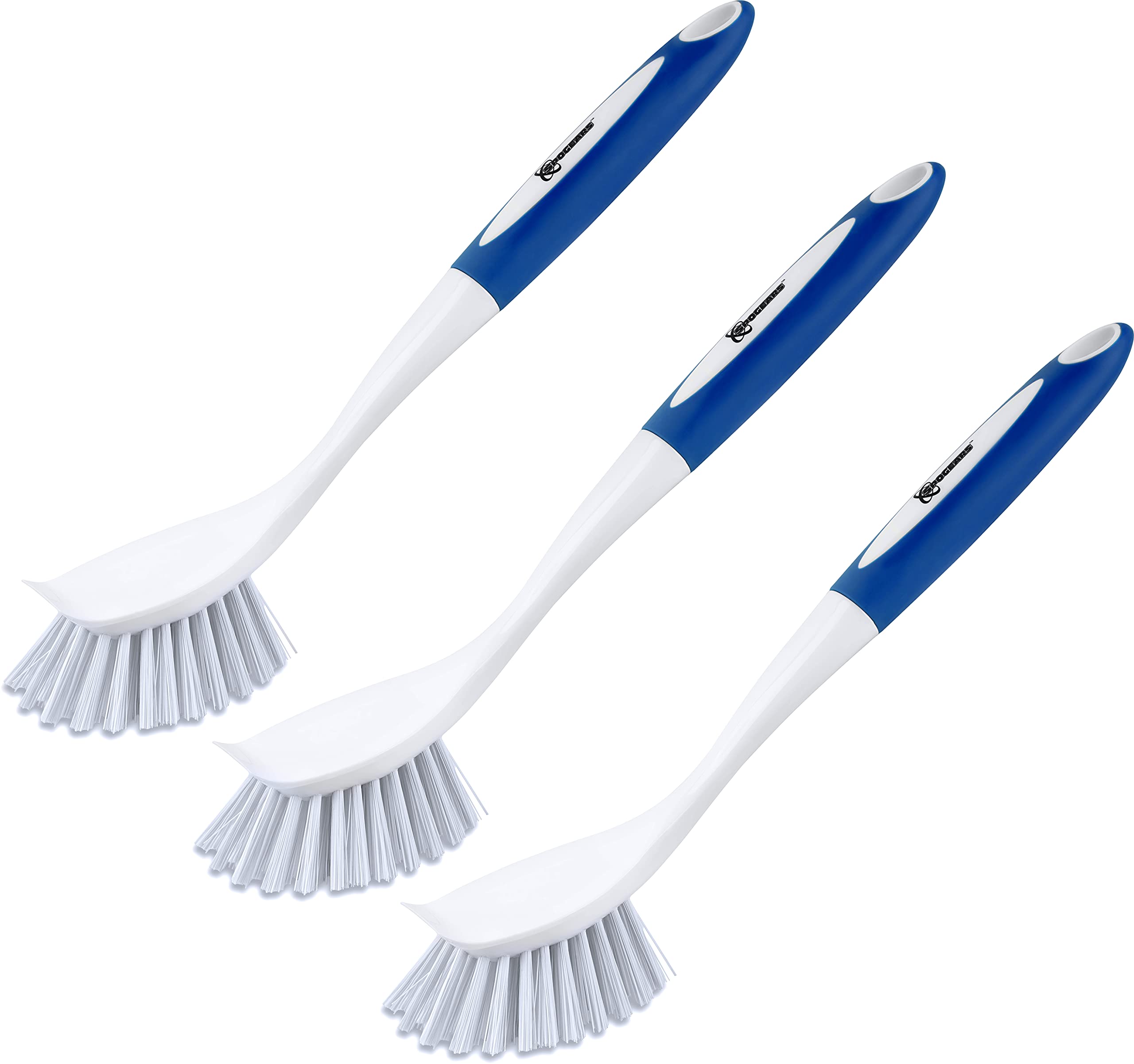 Spogears Dish Brush 3 Pack - Dish Scrubber Brush With Built-In Scraper - Kitchen Brush For Dishes - Kitchen Scrub Brush With Gri