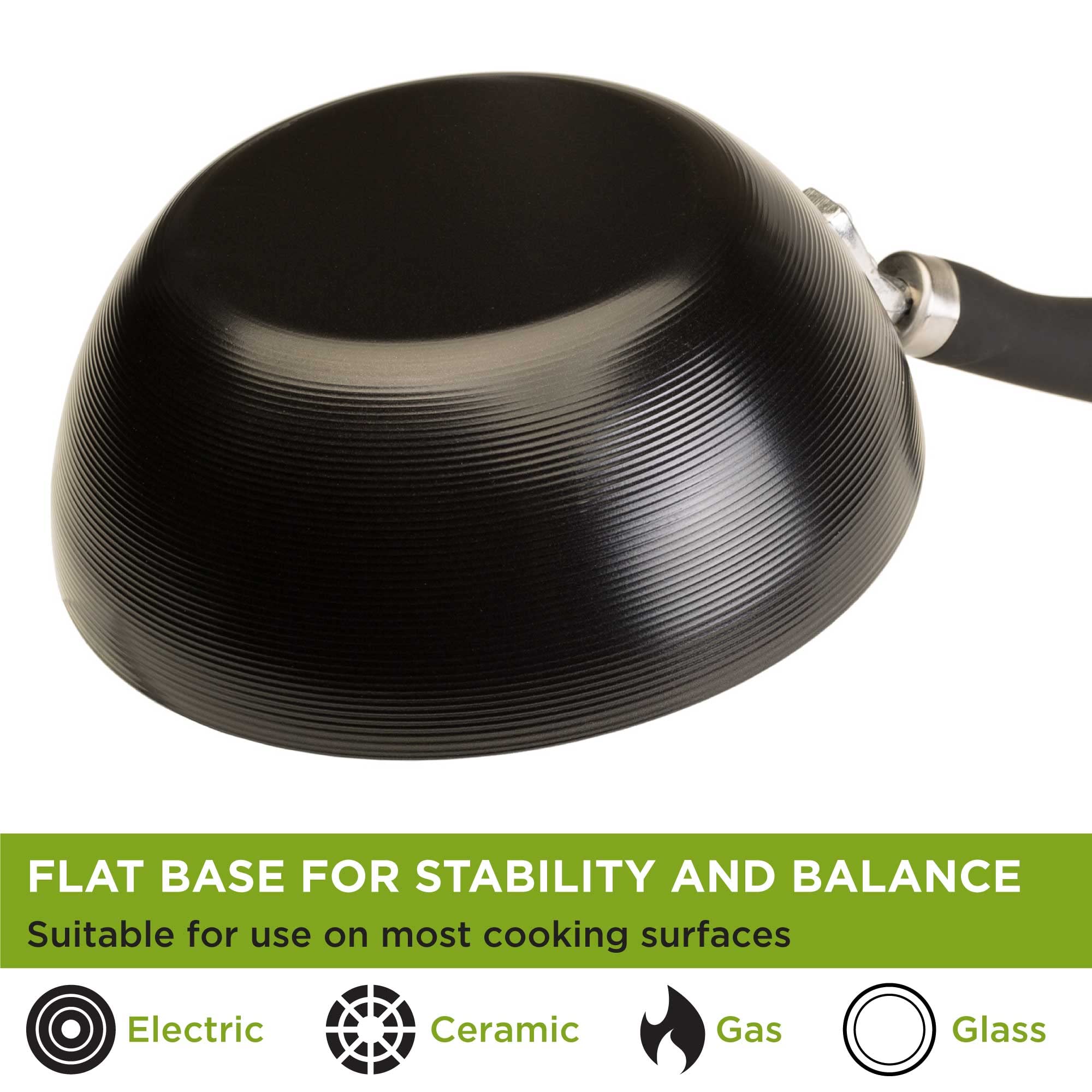 Ecolution Non-Stick Carbon Steel Wok With Soft Touch Riveted Handle, 8'',Black