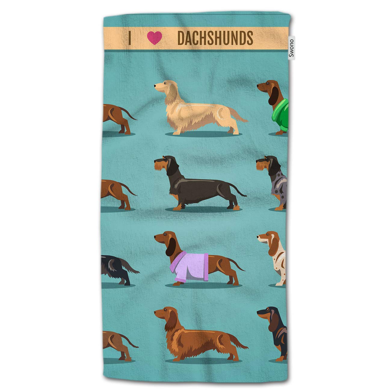 Hgod Designs Dog Hand Towels,Cute Dachshund Dog Pattern 100% Cotton Soft Bath Hand Towels For Bathroom Kitchen Hotel Spa Hand To
