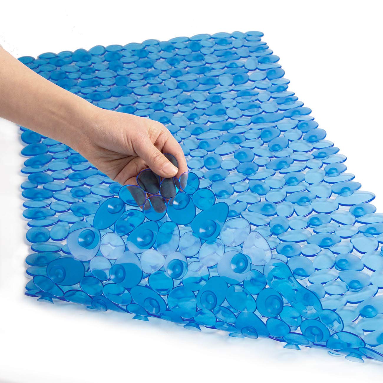 WELTRXE Non Slip Bathtub Mat, 35 x 16 Inches Bathroom Pebbles Shower Mat with Suction Cups, Drain Holes, Suction Bath Mats for T