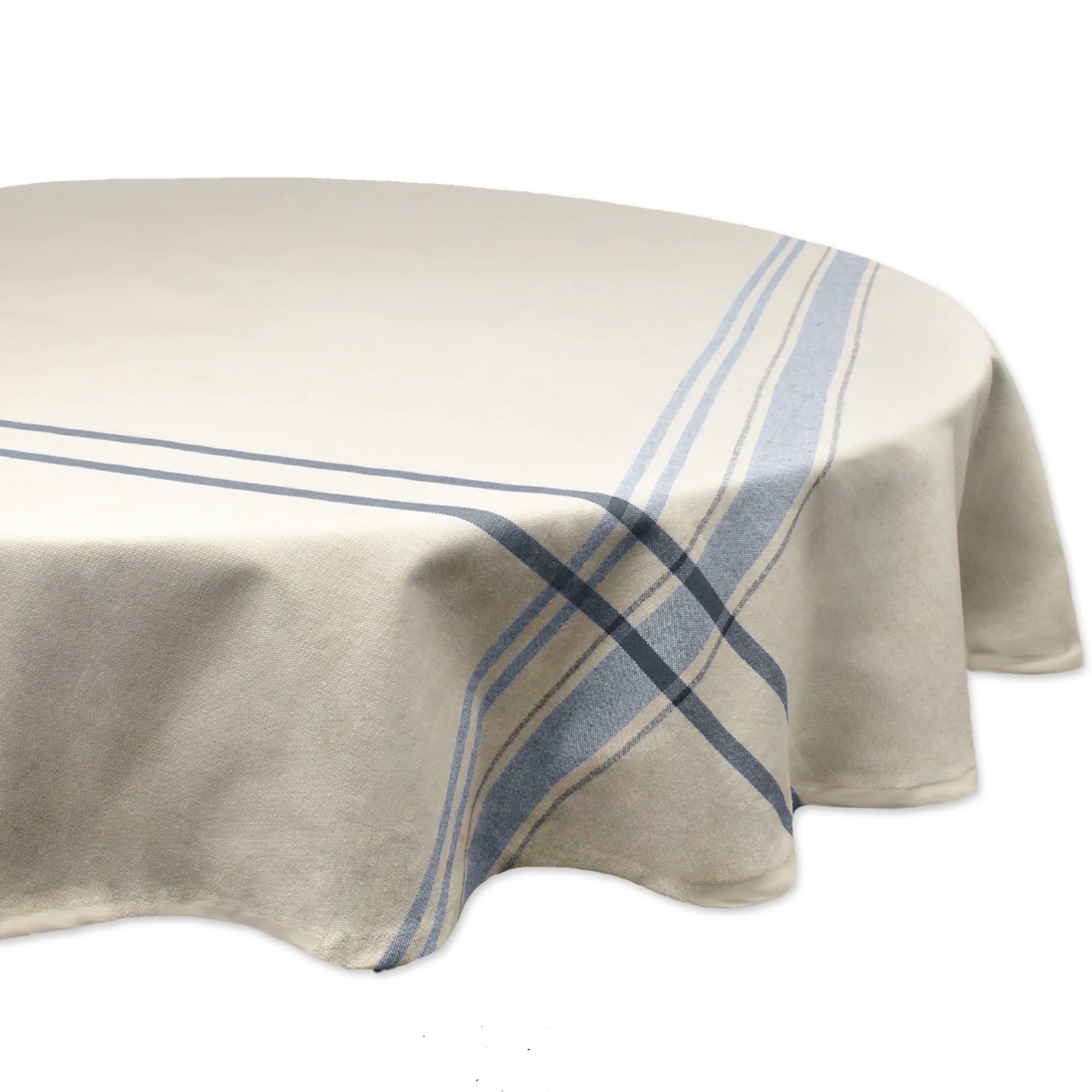 DII Nautical Blue French Stripe Tablecloth 70 Round