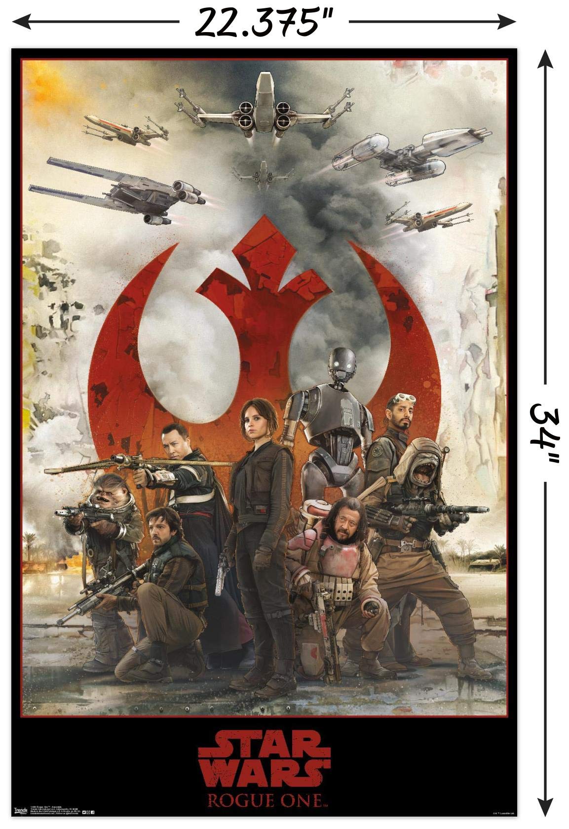 Trends International Star Wars: Rogue One - Assemble Wall Poster, 22.375'' X 34'', Poster & Mount Bundle