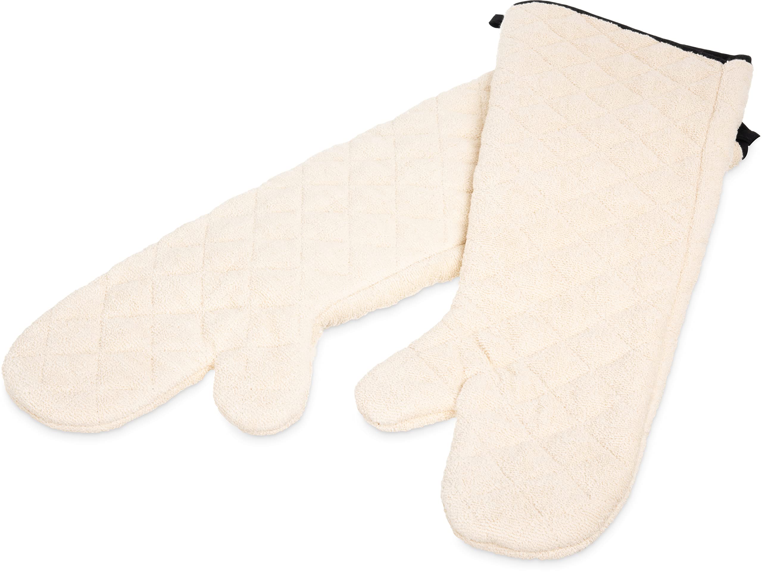 San Jamar Oven Mitt Long Oven Glove With Angled Cuff For Kitchens And Restaurants, Cotton, 24 Inches, Tan