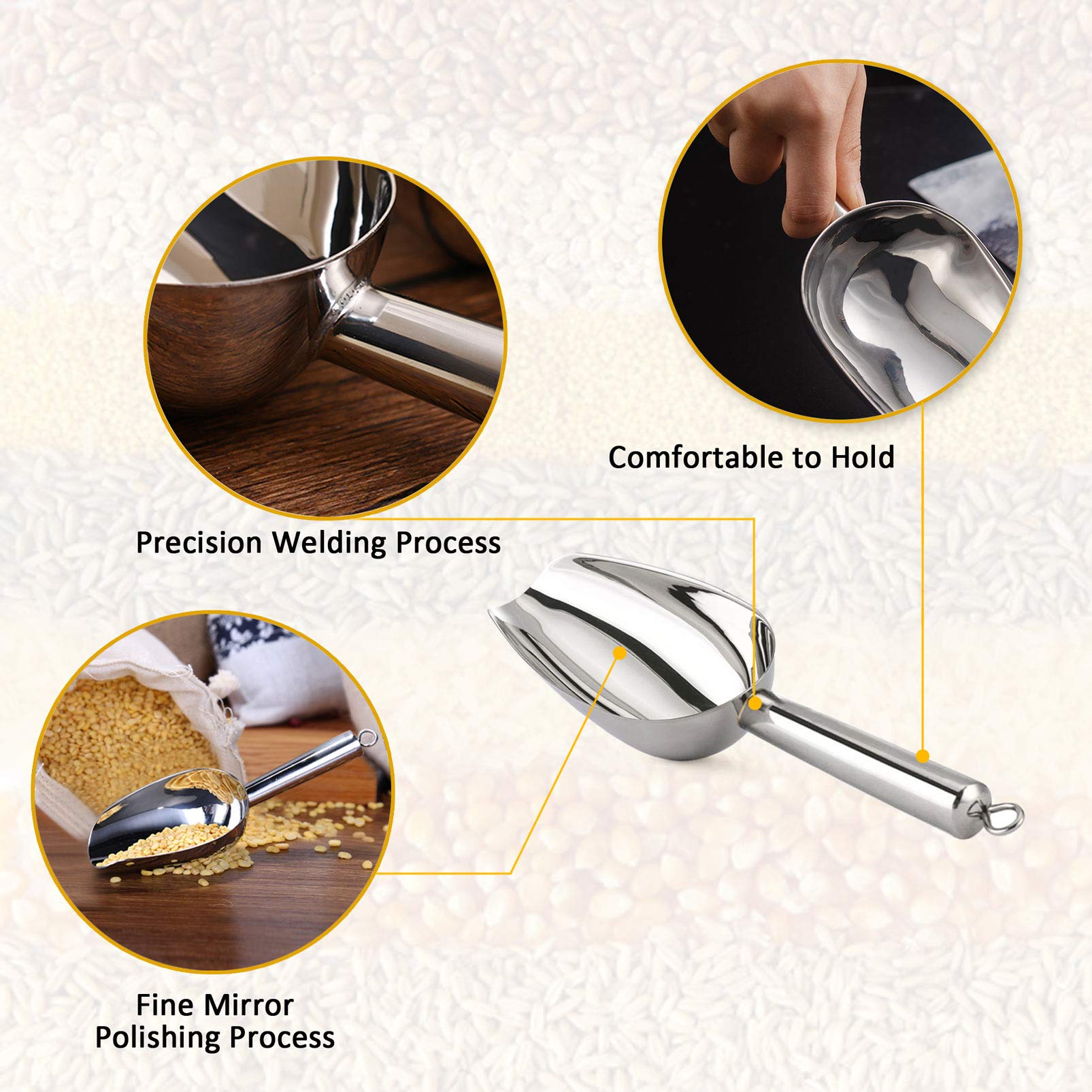 Teamfar Mini Scoop, 3Oz Stainless Steel Canister Small Ice Candy Scoop For Kitchen Dispenser Buffet Jars, Healthy & Sturdy, Mult