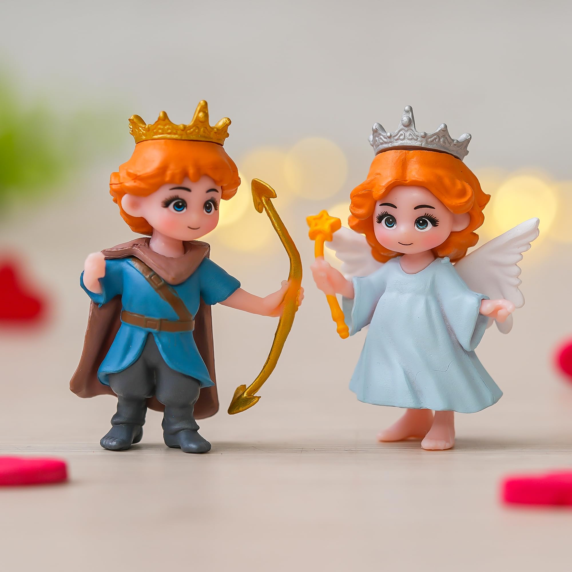 Ecraftindia Angel Girl & Wings Boy Valentine Couple Statue Miniature Showpiece Valentine Gift For Girlfriend Boyfriend Husband W