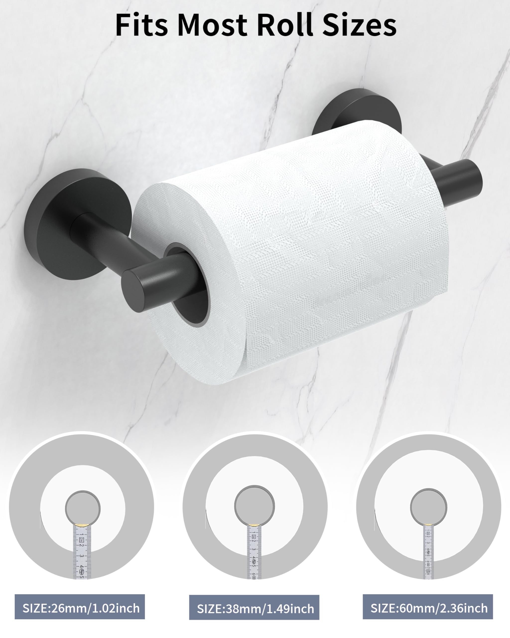 Wzkaly Matte Black Toilet Paper Holder Sus 304 Stainless Steel Adjustable Tp Large Mega Roll Holder Wall Mounted Toilet Tissue H