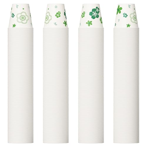 [600 Pack] Paper Cups  3oz Disposable Bathroom Cups  Mouthwash Cups  Cold Disposable Drinking Cup for Party  Picnic  BBQ  Travel  and Event  Green Floral