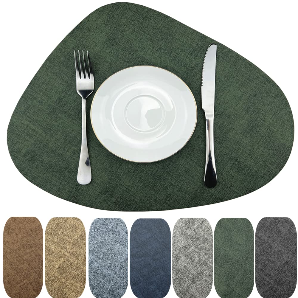Wazaigur Washable Wipeable Waterproof Heat Resistant Faux Leather Placemats Set Of 6,Pu Palce Mats For Indoor And Outdoor,Easy T