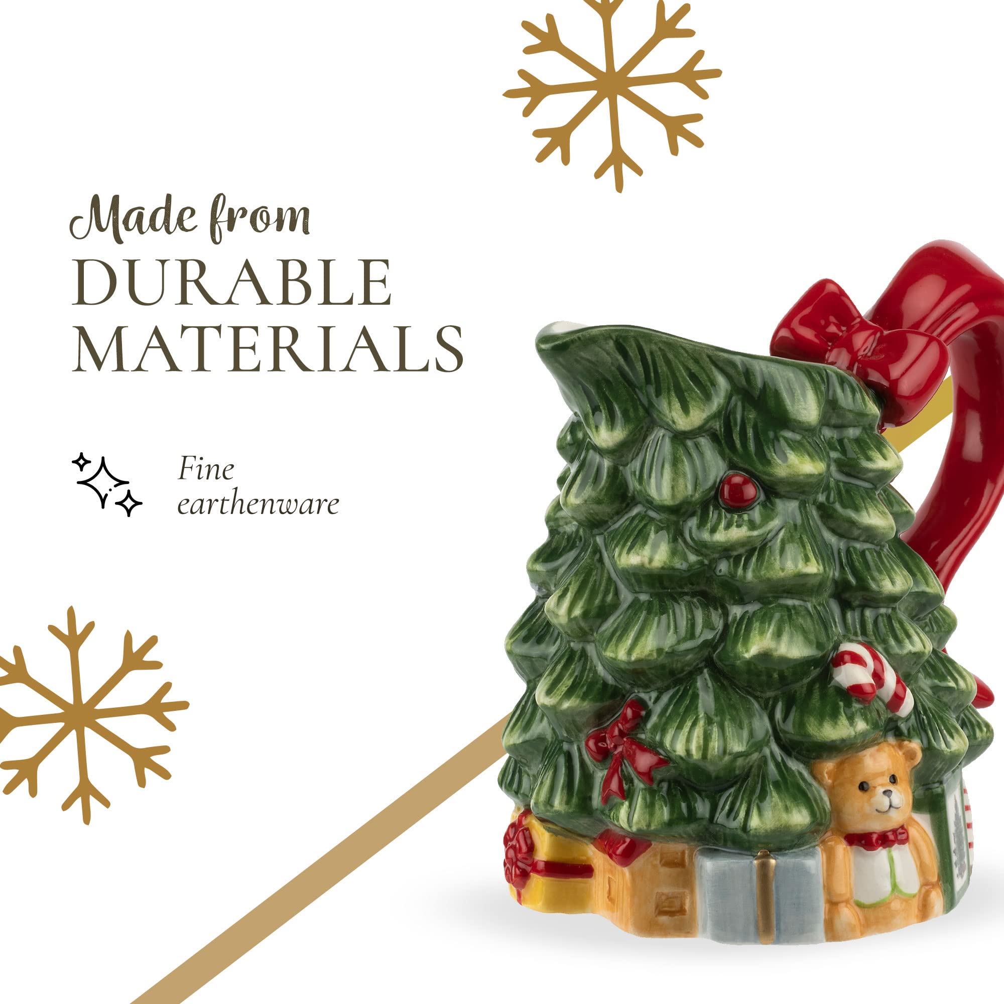 Spode Christmas Tree Sugar And Creamer Set | Set Of Figural Tree Creamer Jug And Sugar Jar | Made Of Fine Dolomite | 7.4-Ounce C