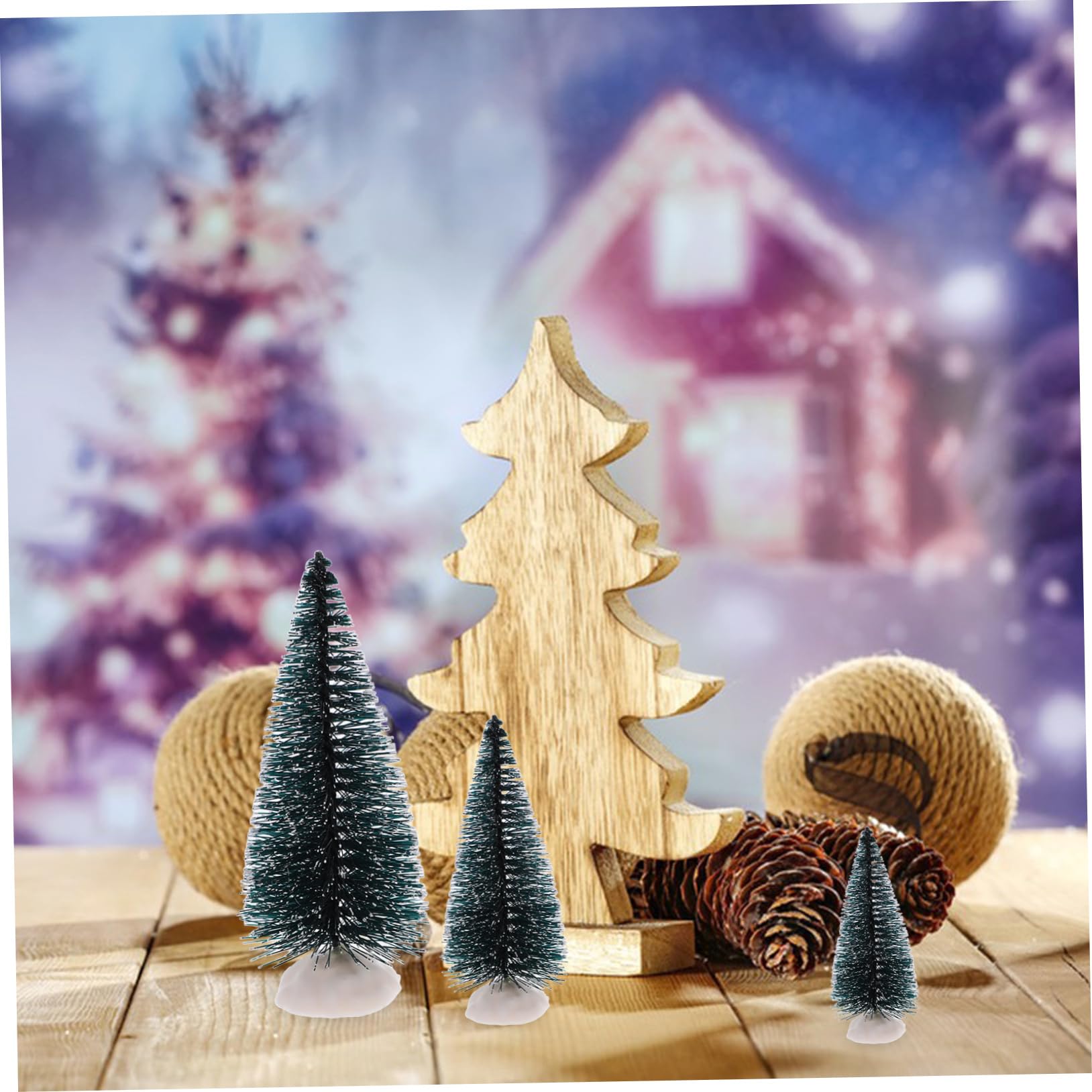 Cabilock 50pcs Miniature Christmas Tree Ornaments Artificial Xmas Tree Decoration for Tabletop Desk Home Decor for Festive Parti