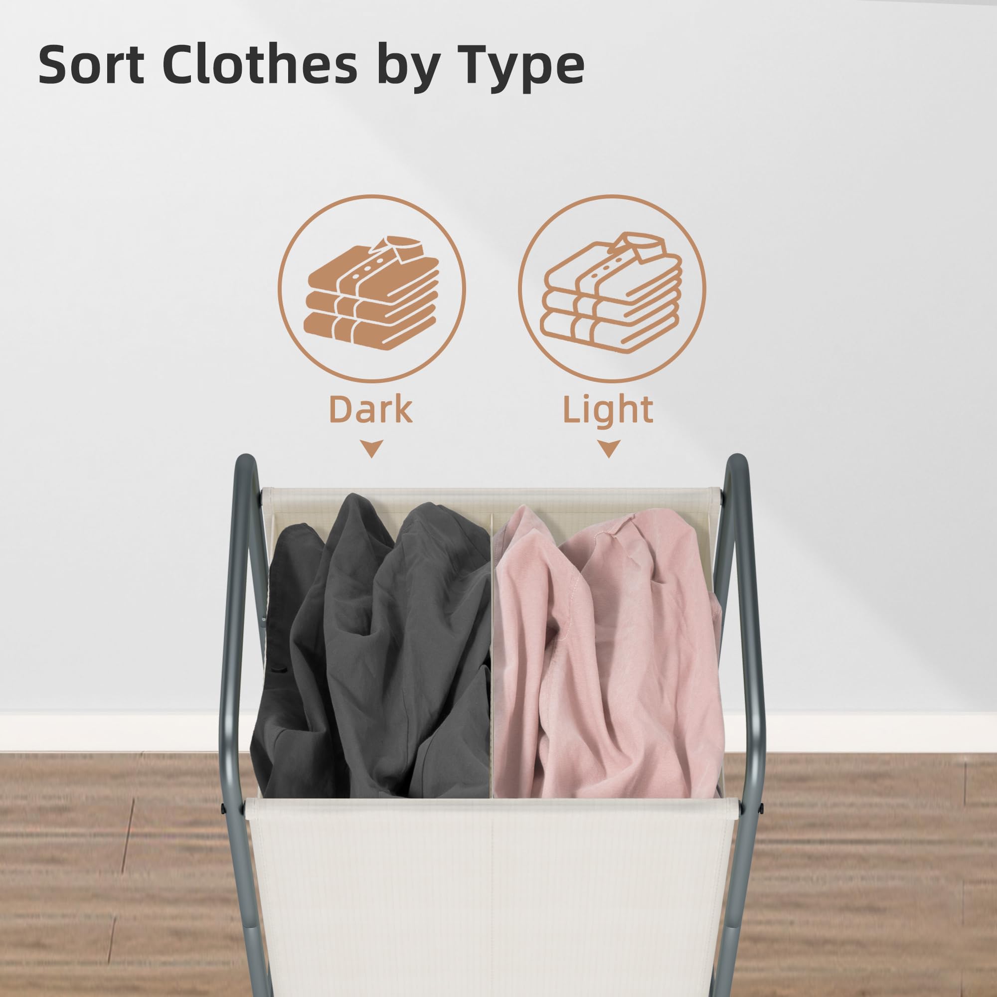 Storage Maniac Laundry Hamper, 100L Laundry Basket With Lockable Wheels, Rolling Laundry Sorter Cart, Laundry Separator Hamper,