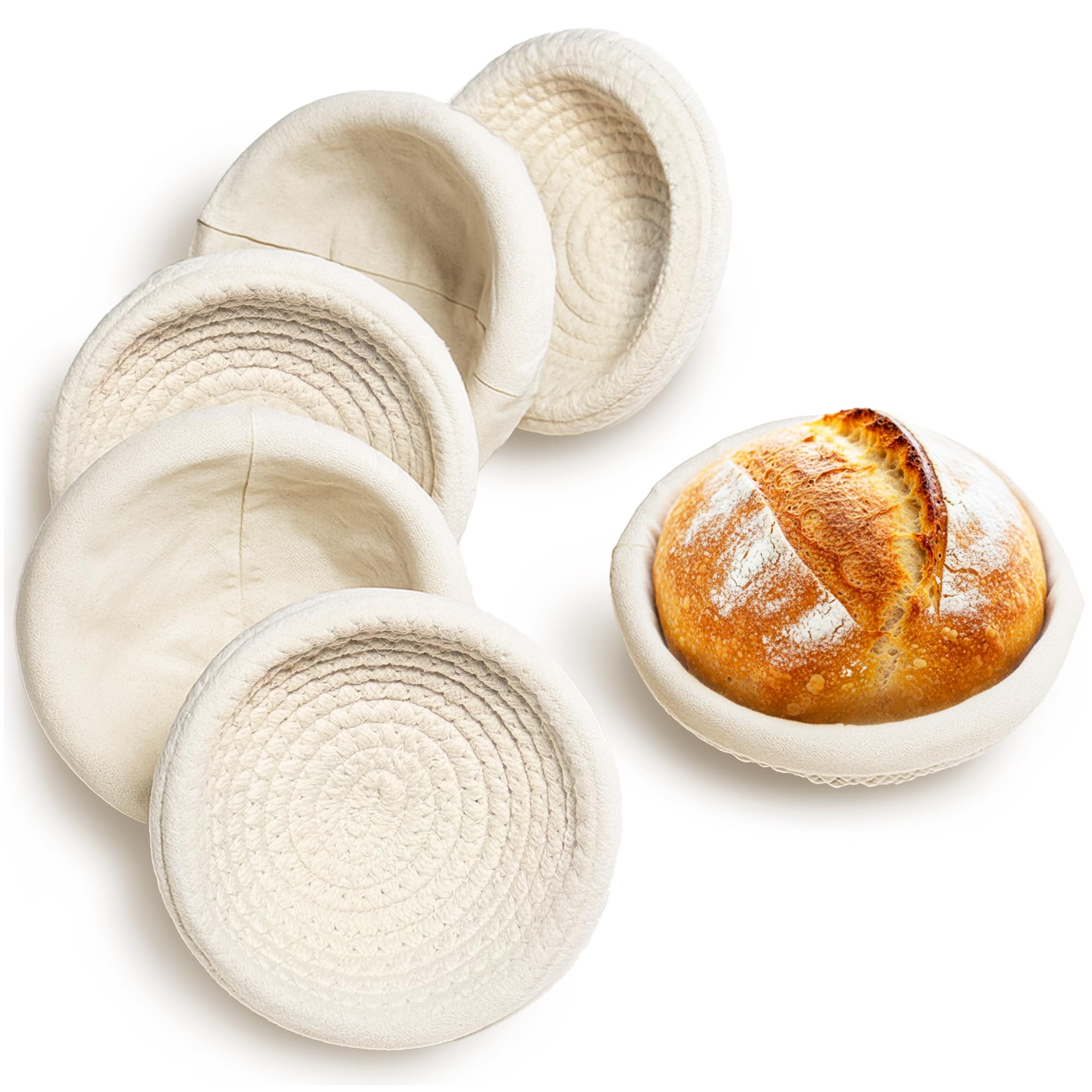 Mini Bread Dough Proofing Basket (5.5, Set of 6), Cotton Bread Basket