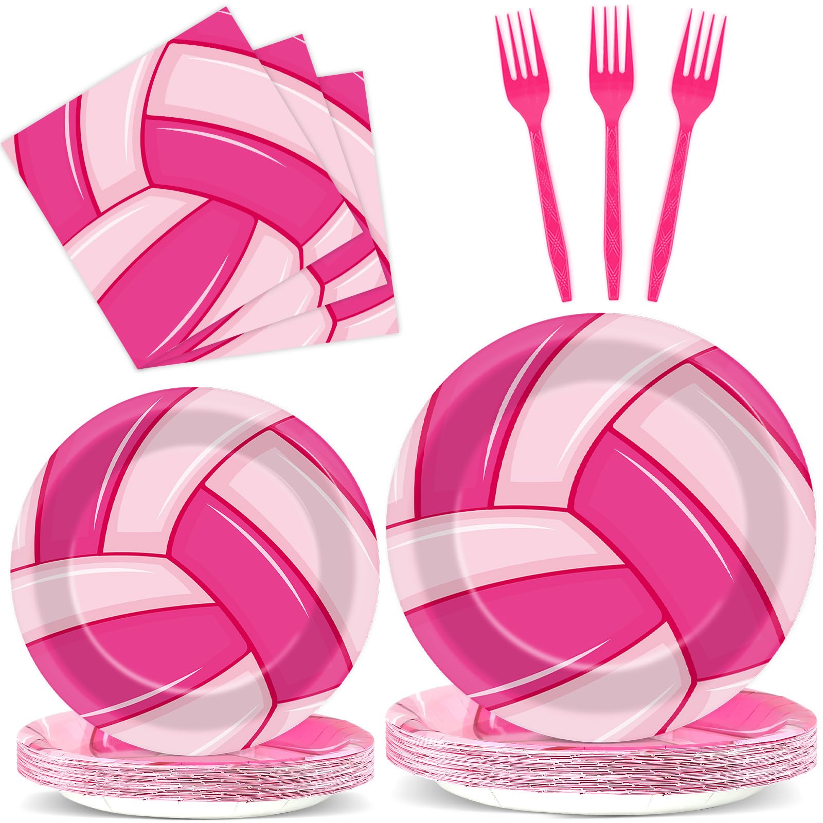 96Pcs Pink Volleyball Party Supplies Sport Paper Plates Napkins Volleyball Theme Party Decorations Volleyball Sport Dinnerware P