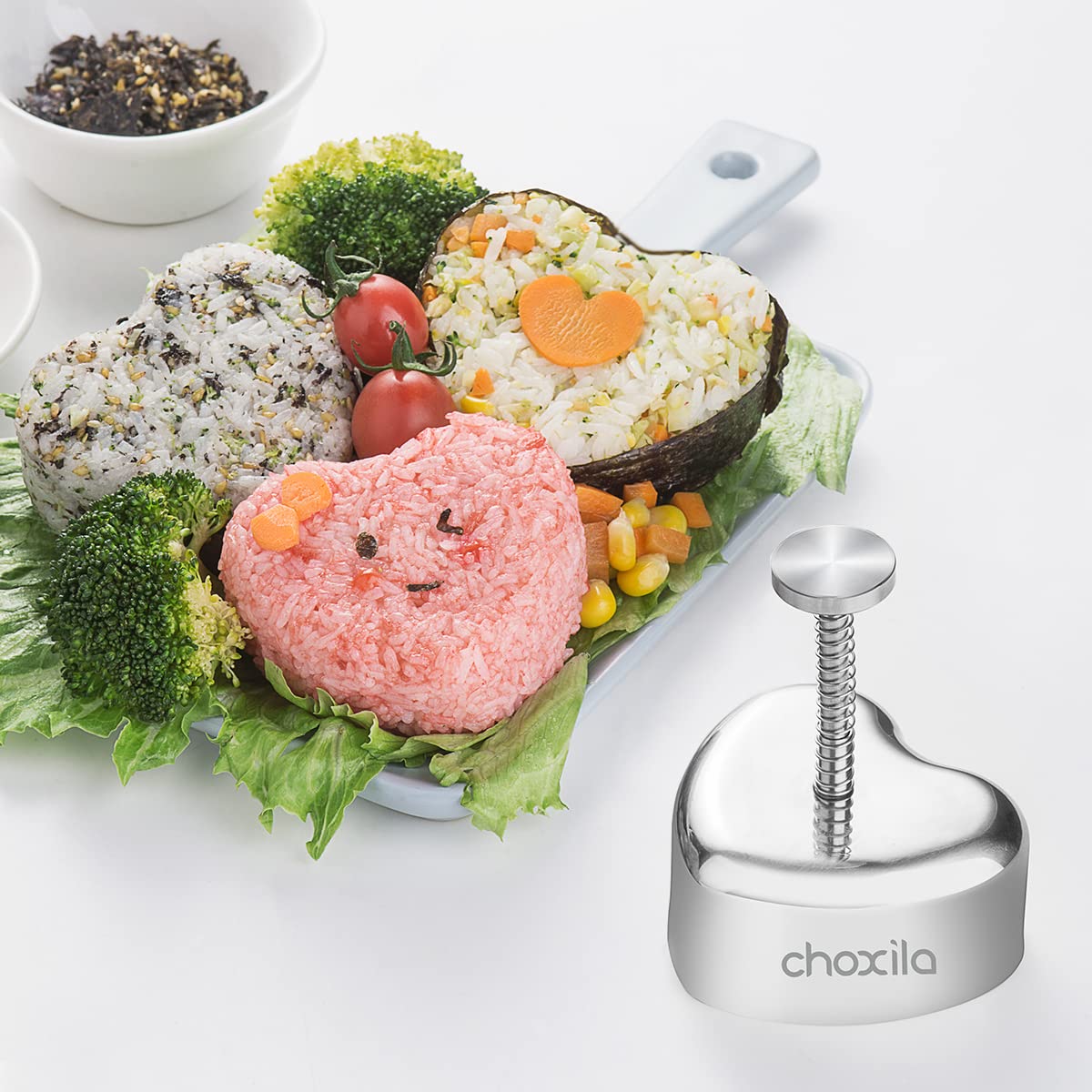 Heart-Shaped Onigiri Mold, Stainless Steel Rice Ball Mold, Valentines Day Gifts For Kids, Heart-Shaped Spam Musubi Mold