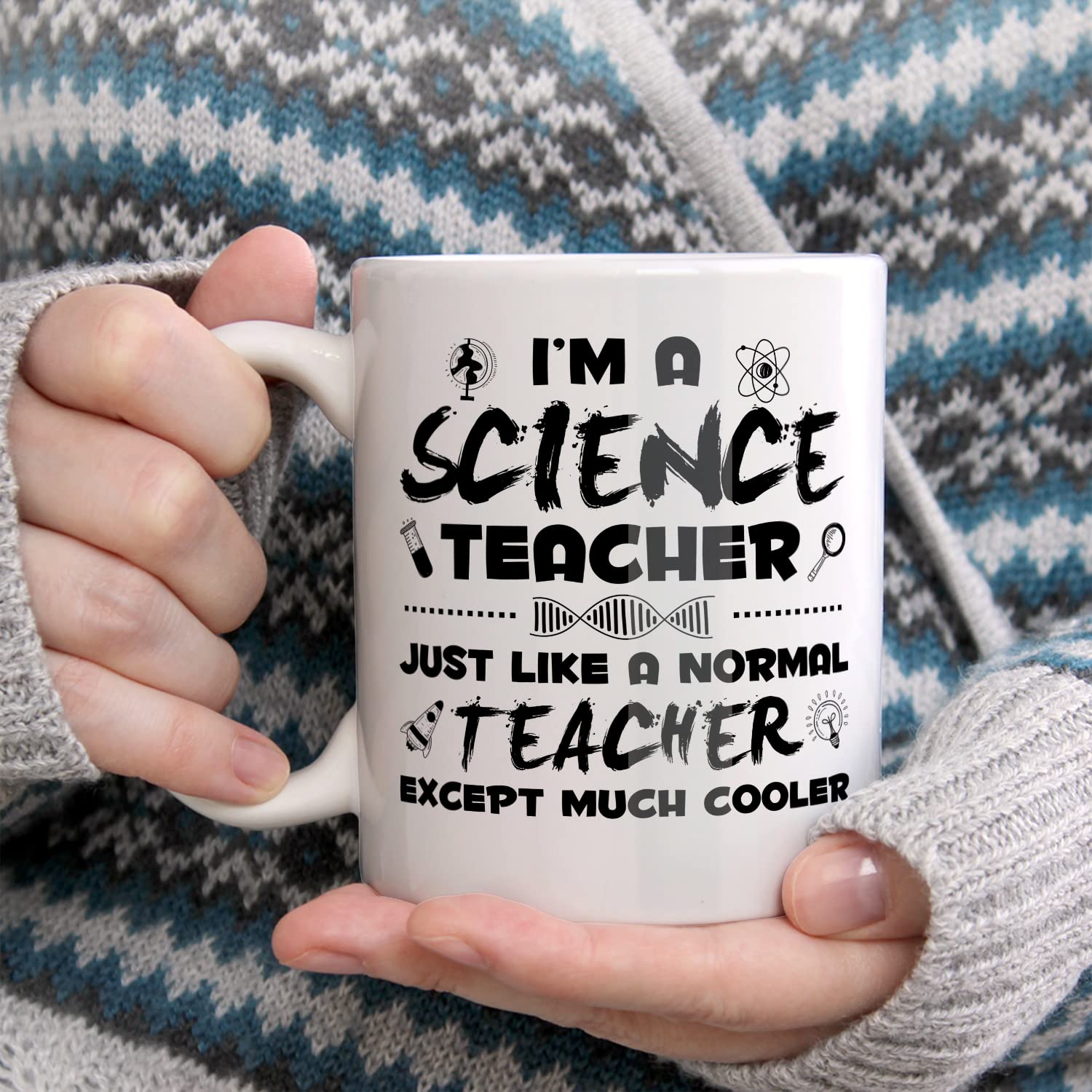 Xildew I'M A Science Teacher Much Cooler 11 Oz Funny Stem Teacher Coffee Mug Ceramic Water Cup Teacher Appreciation Week Gift Fo