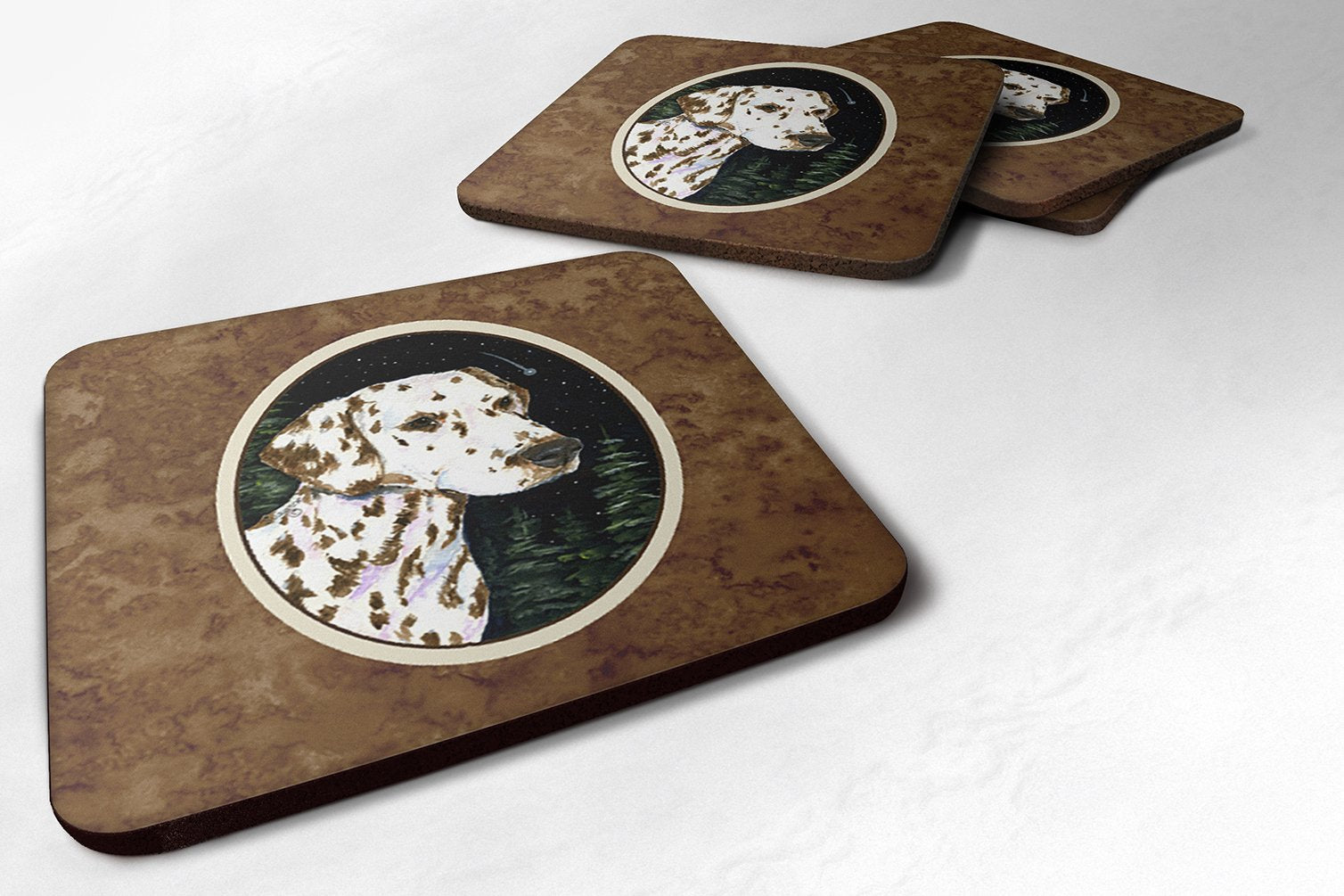 Carolines Treasures Starry Night Dalmatian Foam Coasters Set of 4 (Set of 4), 3.5 H x 3.5 W, Multicolor