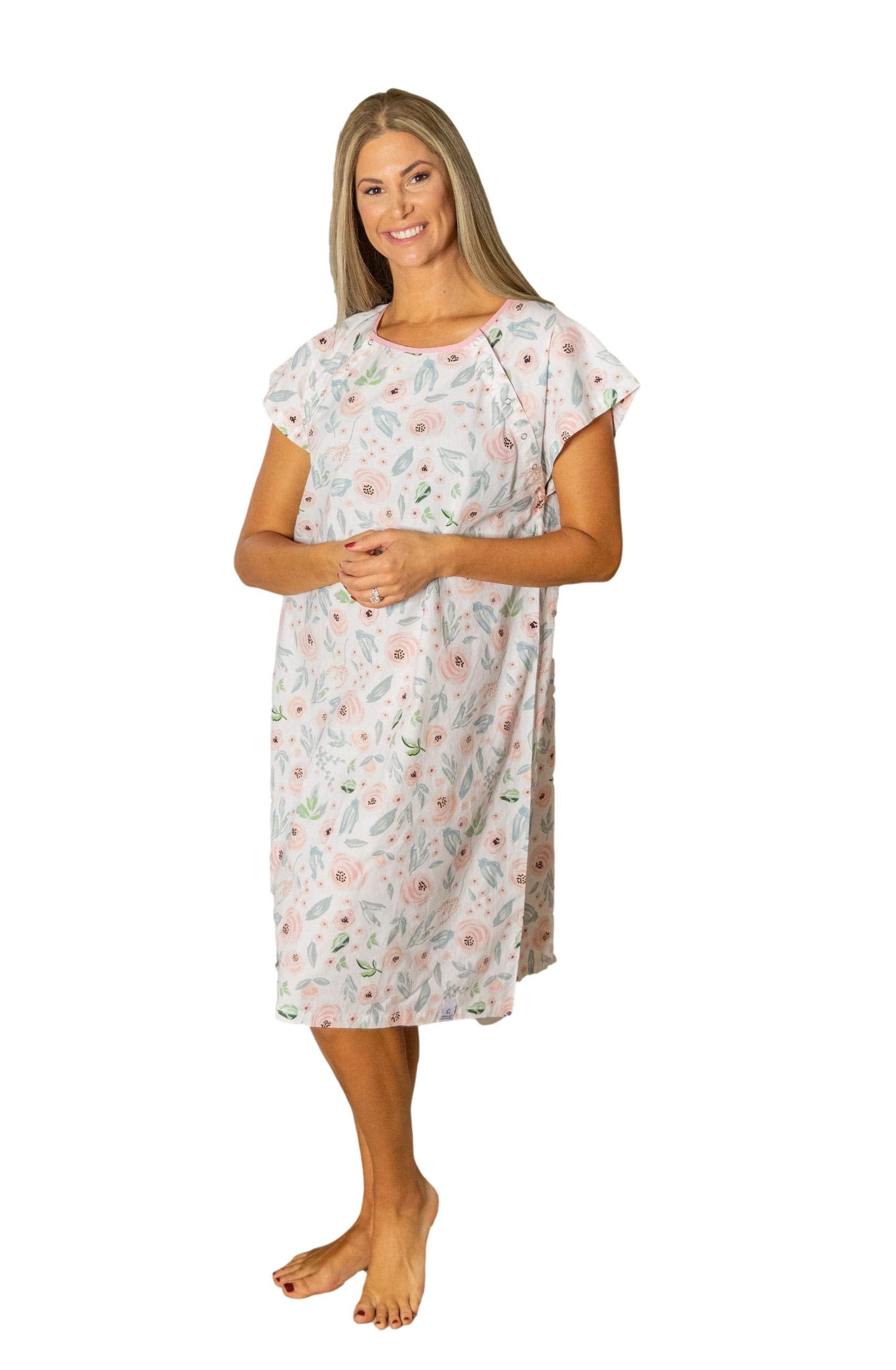 Gownies - Designer Hospital Patient Gown, 100 Cotton, Hospital Stay (Xx-Large, Ivy)