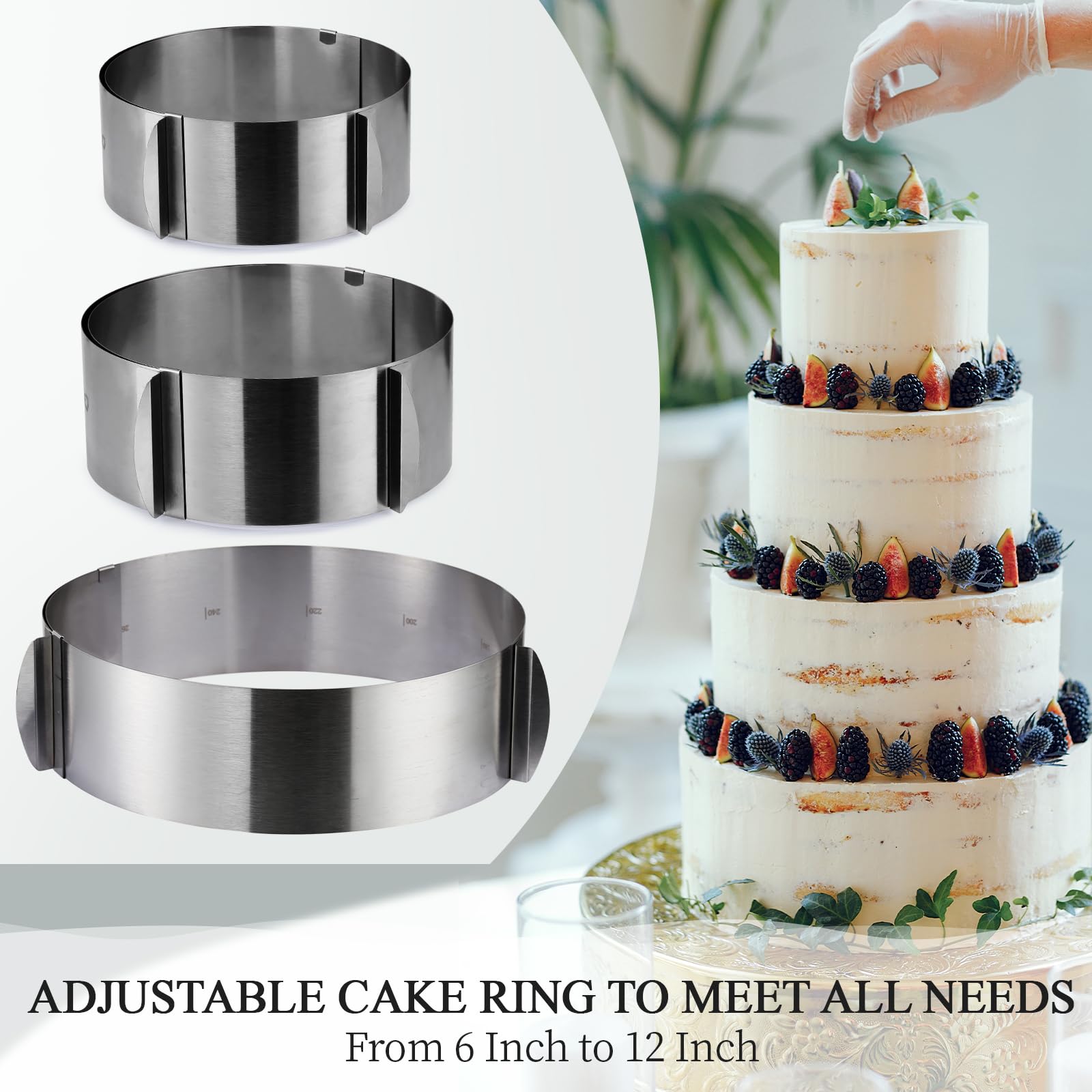 Cake Mold-Cake Ring-Adjustable Round Stainless Steel 6 To 12 Inch Cake Mold - Cake Baking Supplies