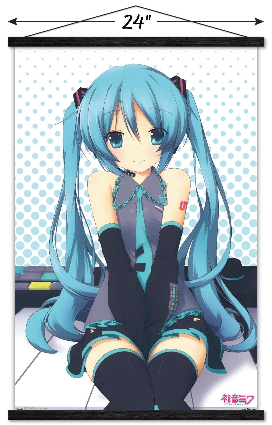 Trends International Hatsune Miku - Keys Wall Poster, 22.375'' X 34'', Print And Black Hanger Bundle