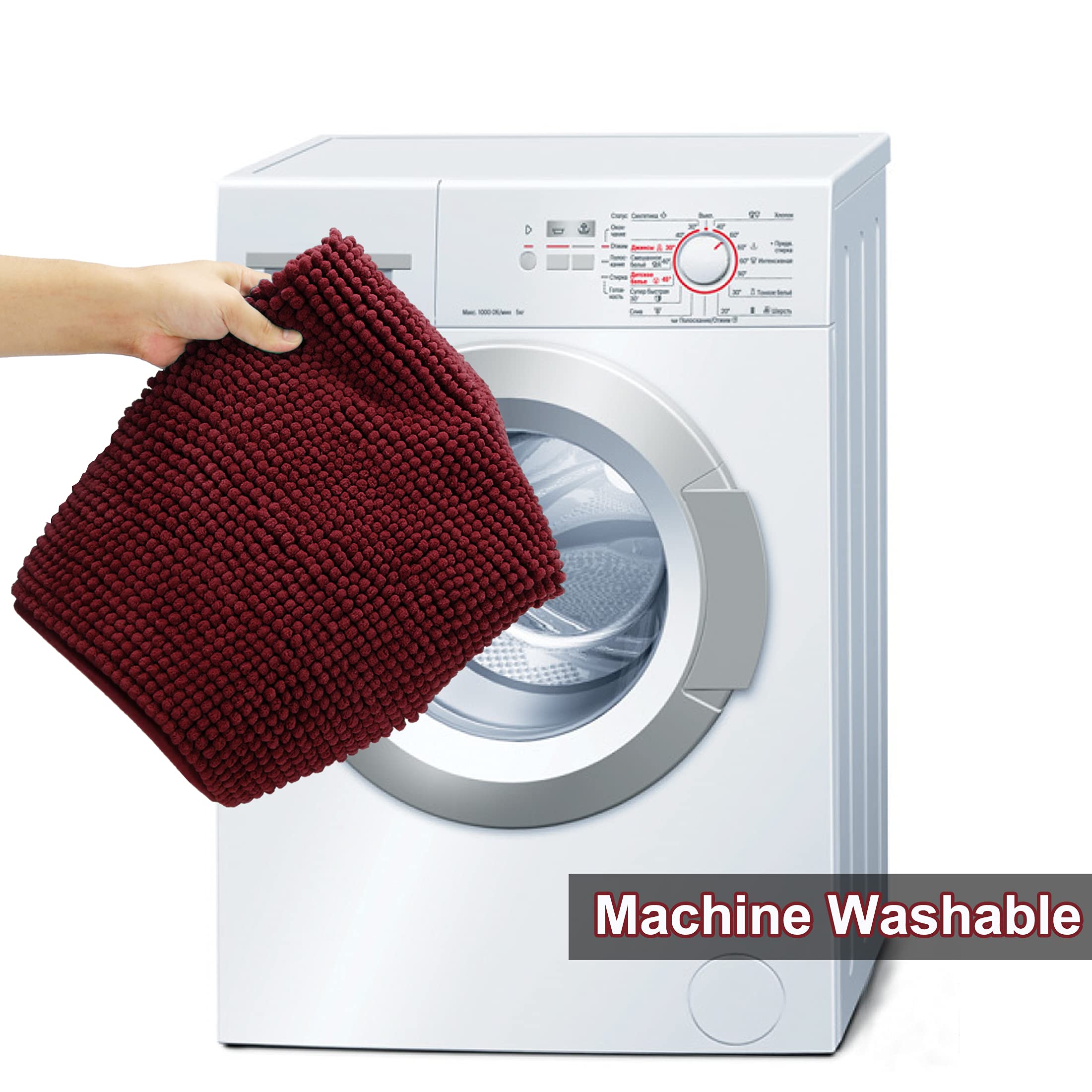 Urvoix Bathroom Rugs Set - 3 Pieces Ultra Soft Non-Slip Bath Mats  Chenille Absorbent Bath Rugs for Bathroom  Tub and Shower (Burgundy)