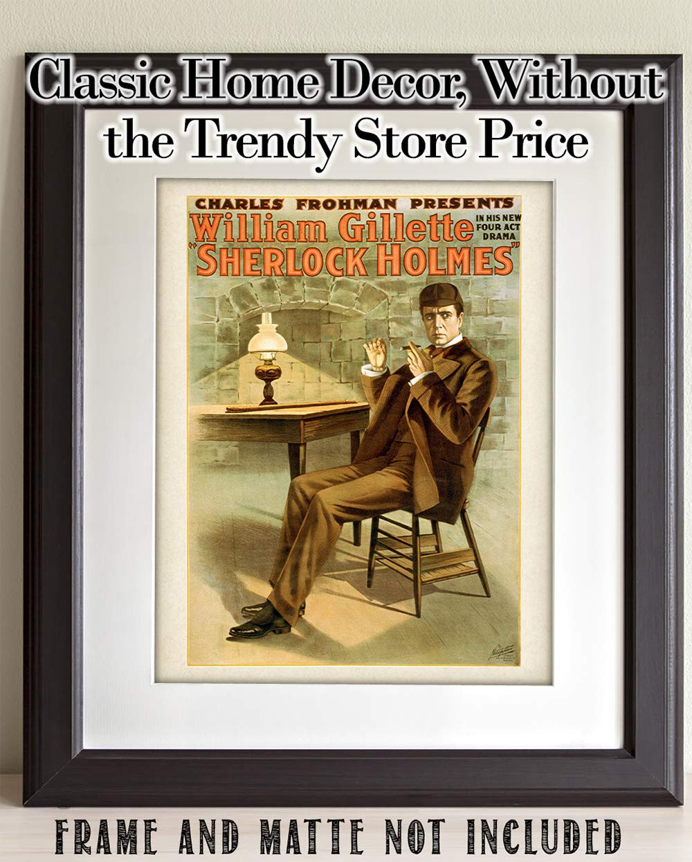 Lone Star Art Sherlock Holmes Theatre Print - 11X14 Unframed Print - Great Vintage Decor And Gift For Sir Arthur Conan Doyle Fan