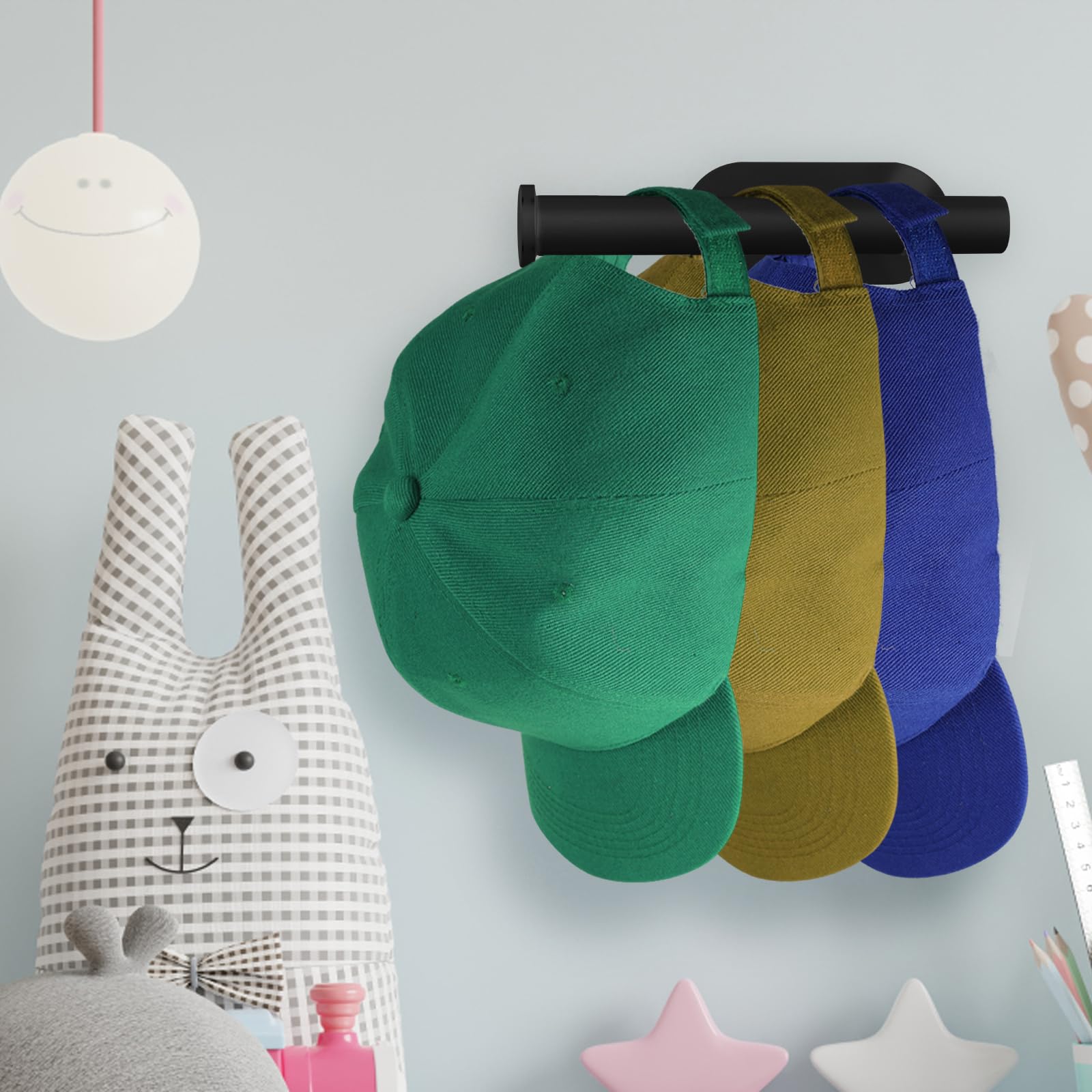 Peutier 2Pcs Hat Racks For Baseball Caps, No Drill Hat Hooks For Wall Stainless Steel Hat Storage Organizer Self-Adhesive Hat Ha