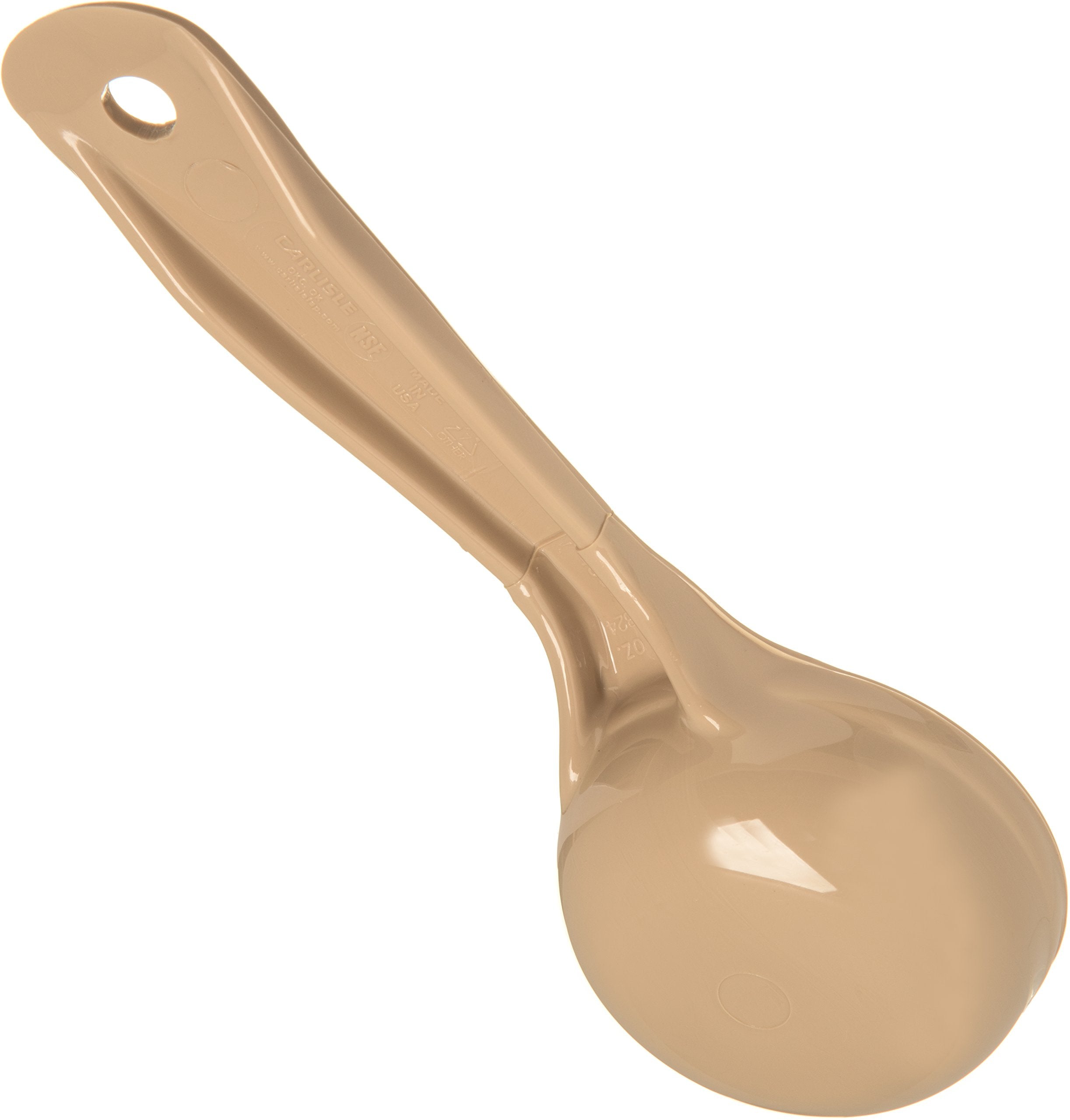 Carlisle Foodservice Products Cfs 432406 Solid Short Handle Portion Control Spoon, 2 Oz, Beige (Pack Of 12)