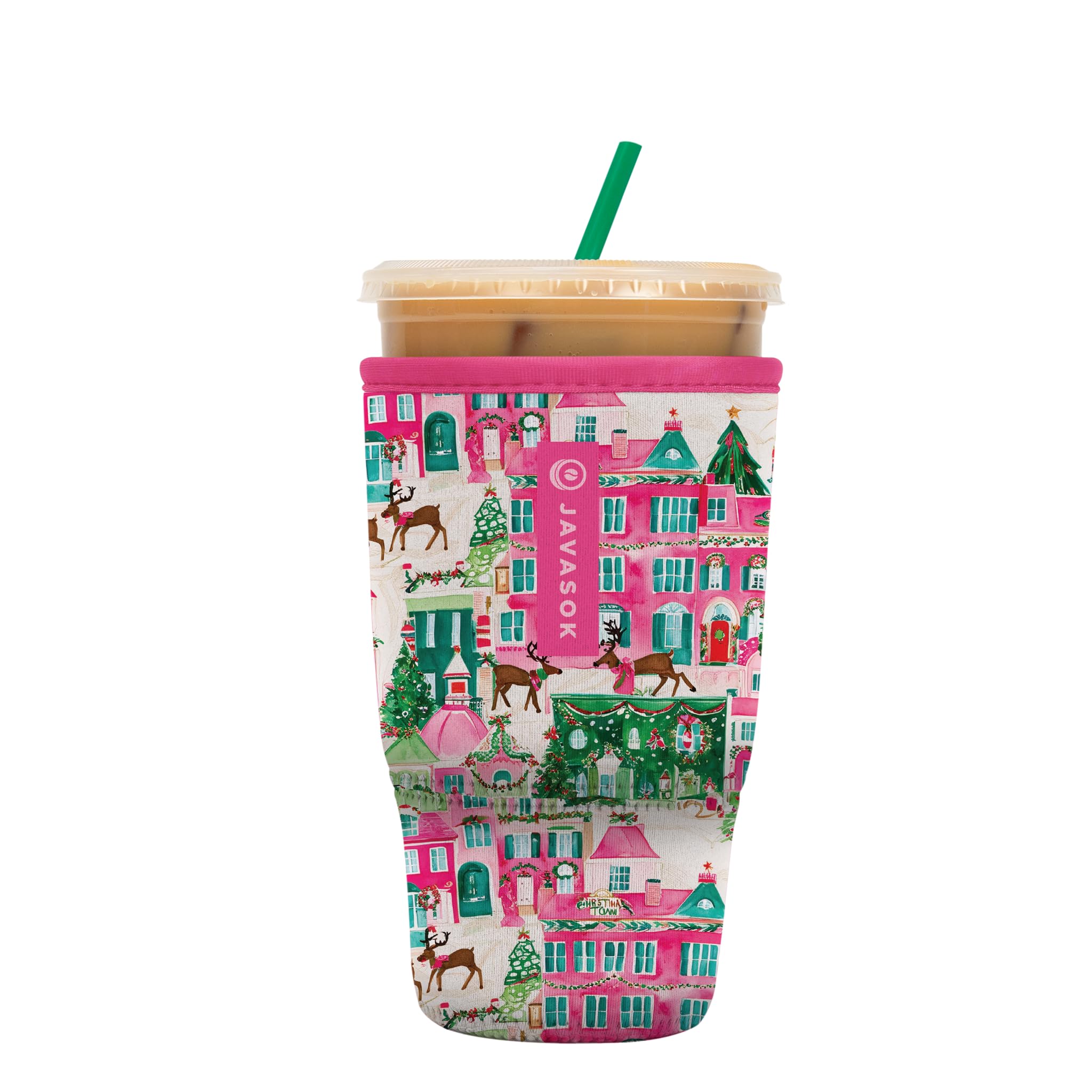 Sok It JavaSok Iced Coffee & Cold Soda Insulated Neoprene Cup Sleeve (Sugarplum Street, Large: 30-32oz)
