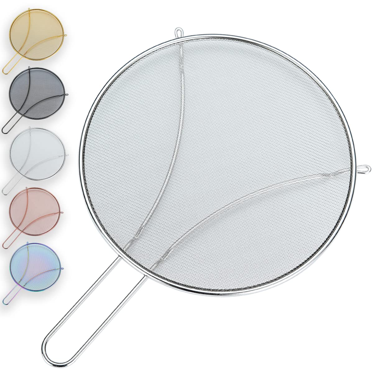 Evanda 12'' Splatter Screen For Cooking, Stainless Steel Fine Mesh For Frying Pan, Grease Guard For Pan To Stop Hot Oil Splatter