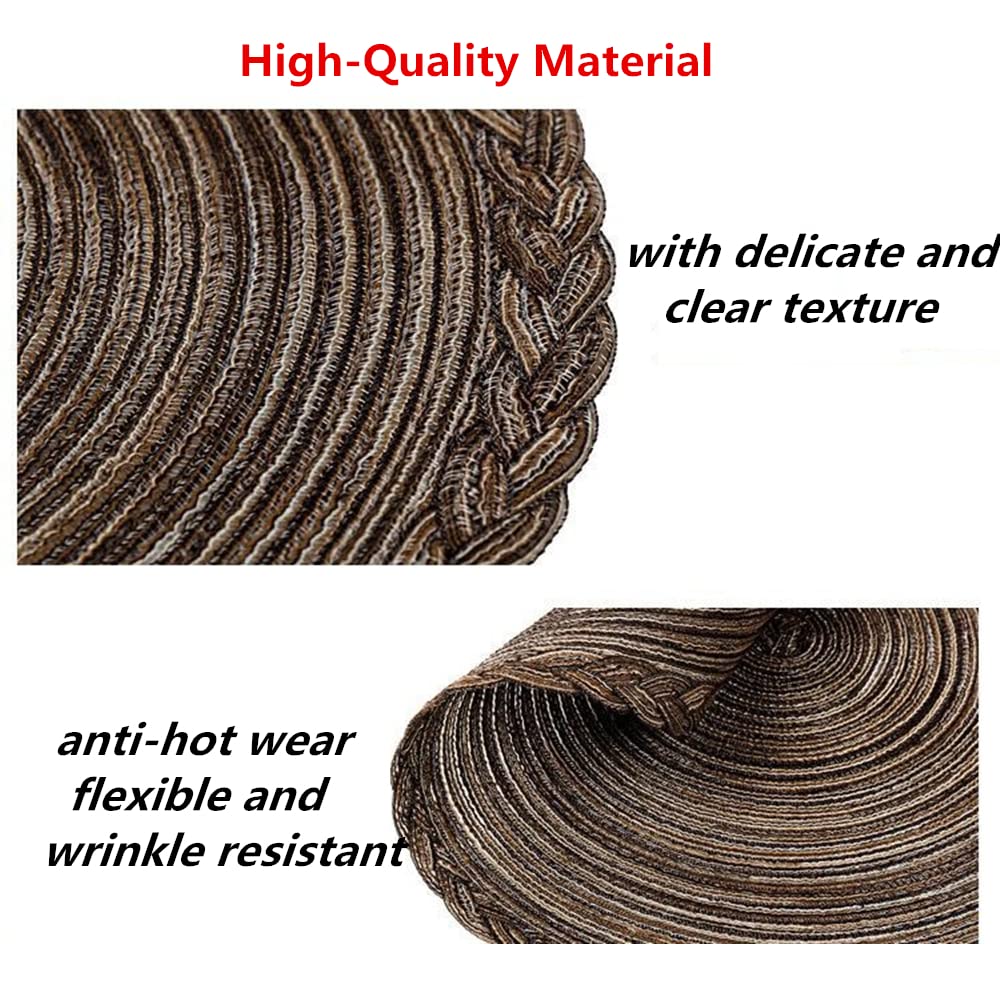 Xmkuwa Placemats, Round Braided Placemats For Dining Table Diameter 15 Inch, Woven Heat Resistant Anti-Slid Cotton Washable Kitc