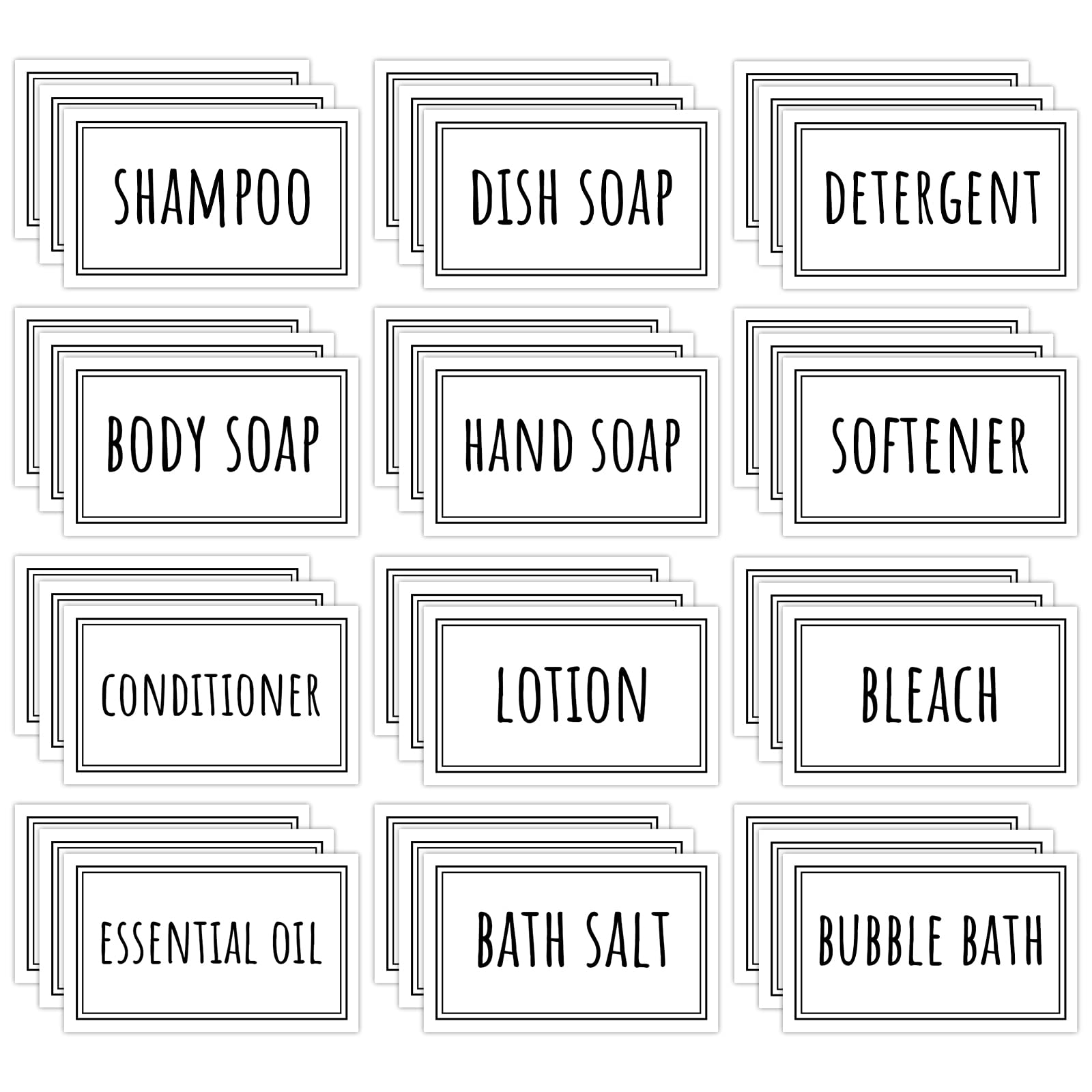 Segbeauty Waterproof Labels For Bottles, 36Pcs Laundry Labels Bathroom Labels For Organizing, Self-Adhesive Removable Cleaning L