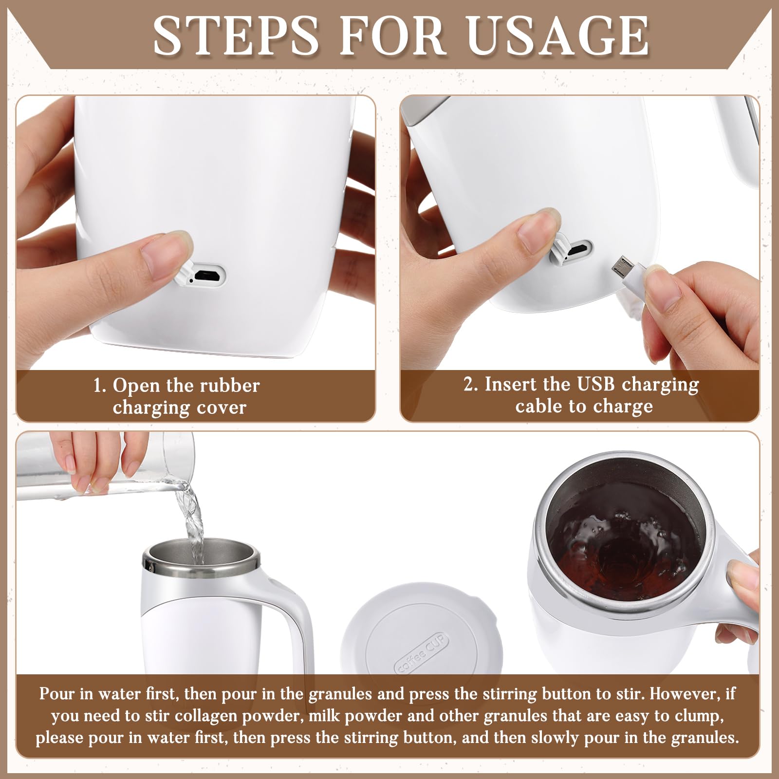 Patelai 1 Pc Self Stirring Coffee Mug Bulk Mixing Cup 13.5Oz Stainless Steel Automatic Travel Stirring Mug Gift For Men Woman Fa