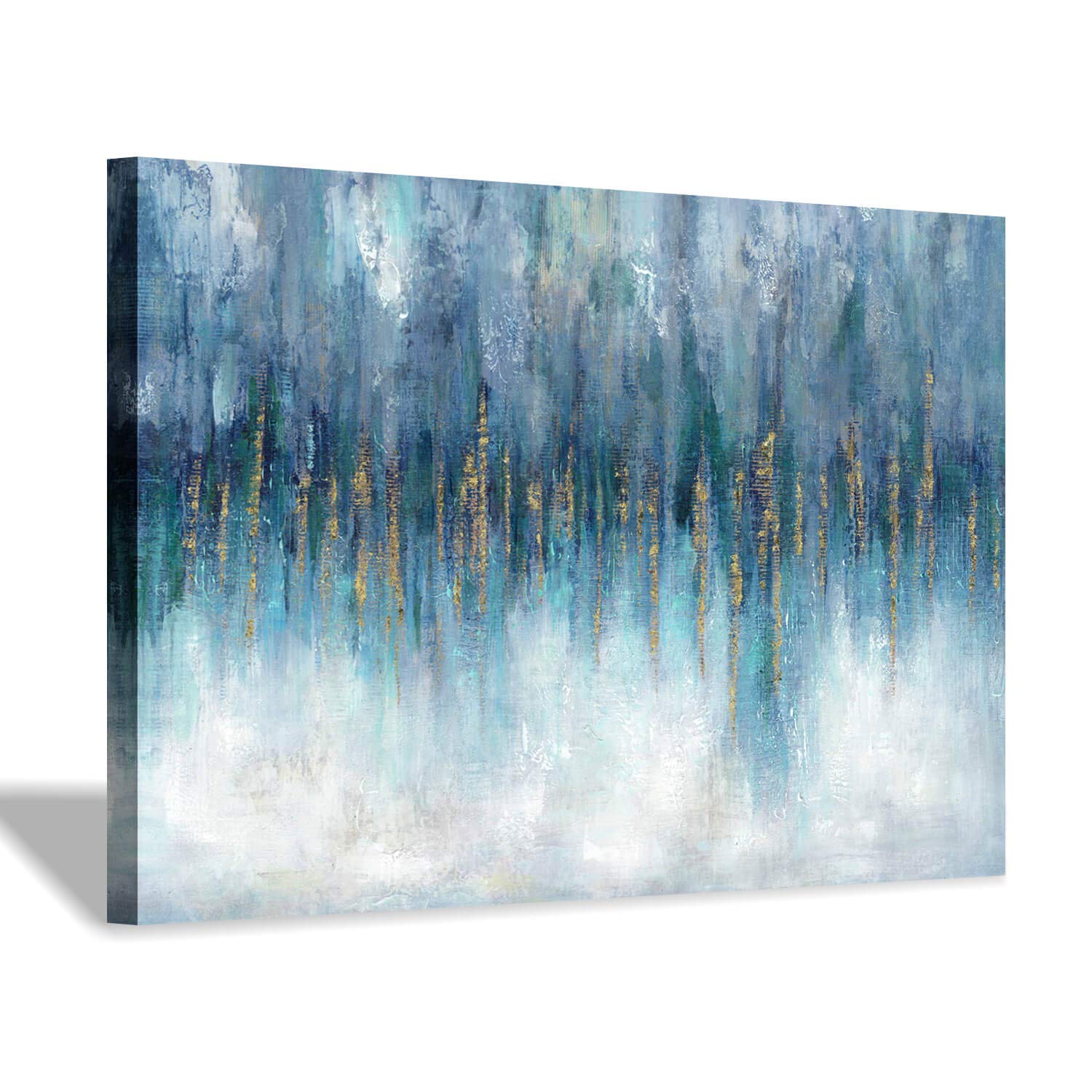 Abstract Art Canvas Painting Picture: Large Artwork Picture With Hand Painted Gold Foils Textured Wall Art For Walls (45'' X 30'