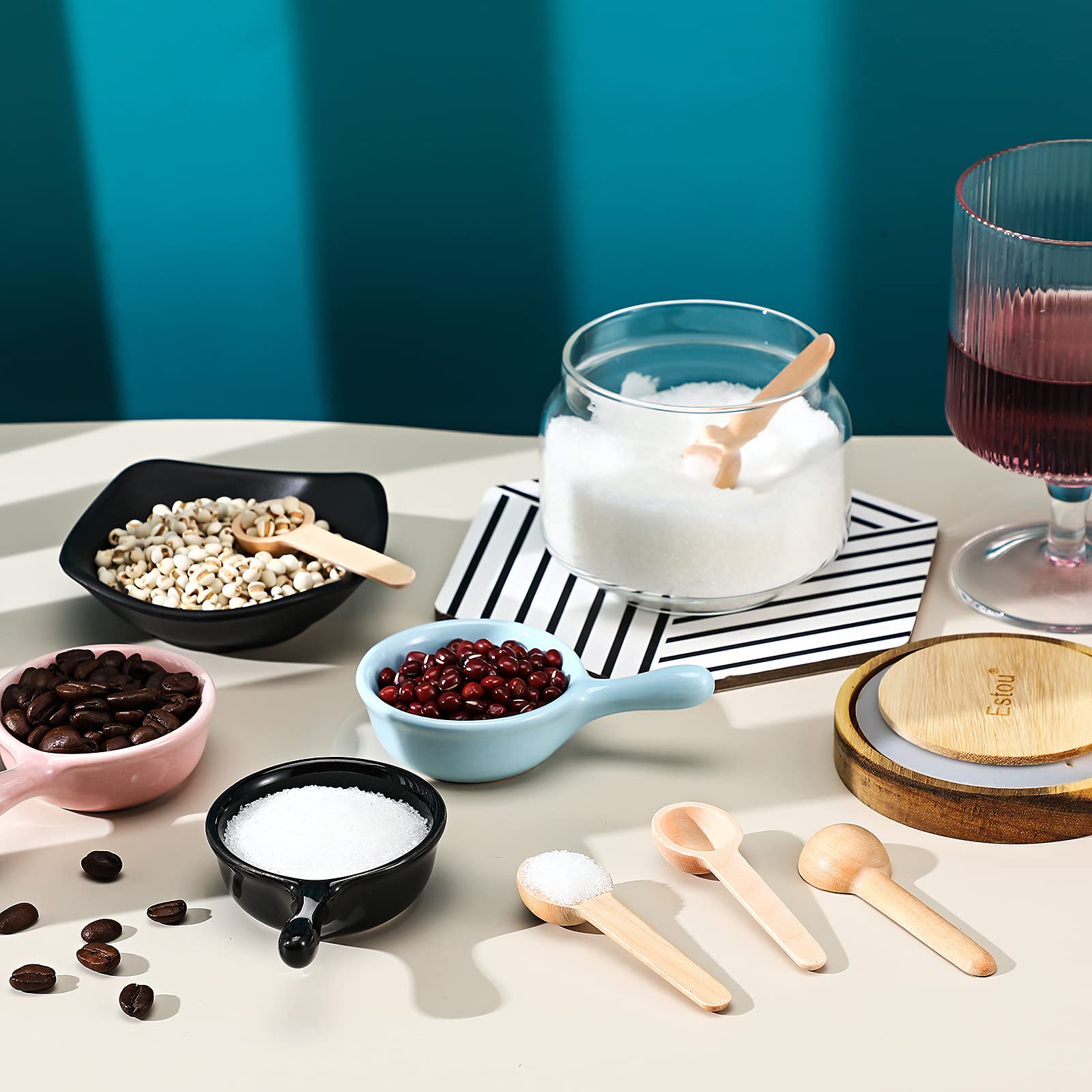 Patelai Mini Wooden Spoons Small Wooden Spoons Condiments Spoons Bulk Tiny Spice Jars Spoons For Coffee Condiment Honey Teas Sug