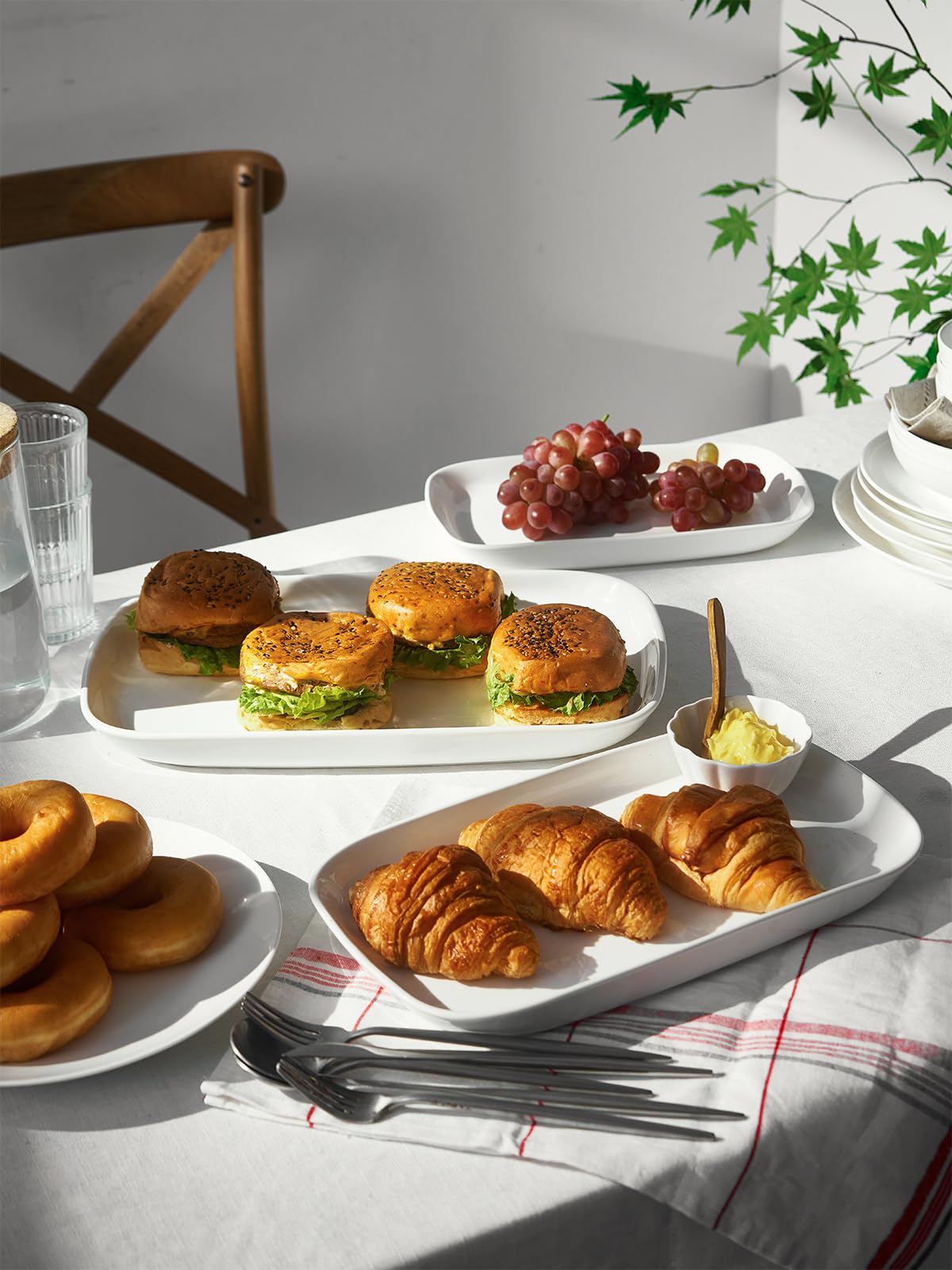 Dowan Serving Platters And Trays For Wedding Decor, 16''/14''/12'' Serving Dishes For Entertaining, White Porcelain Plates Set O