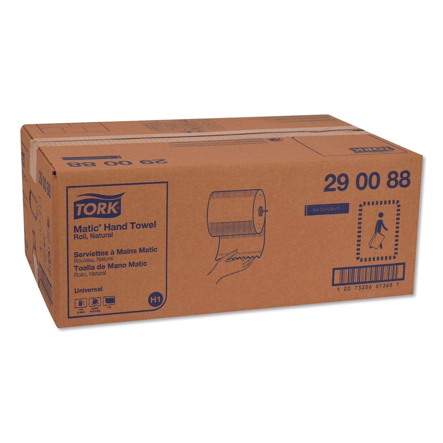 Tork 290088 Universal Single-Ply Hand Roll Towel, Natural, Pack Of 6