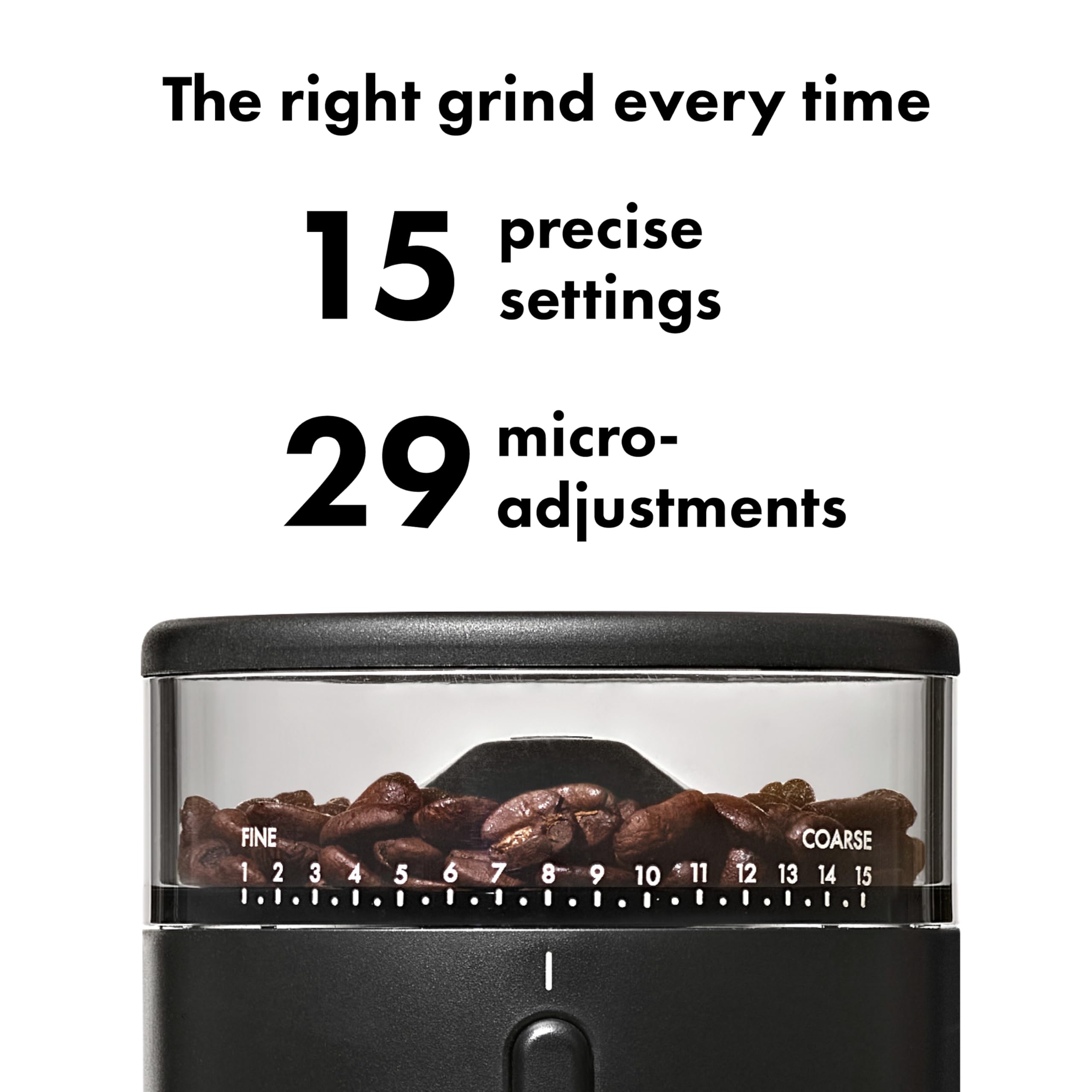 OXO Brew Compact Conical Burr Coffee Grinder, 50g, Black, Plastic, Model 8720800