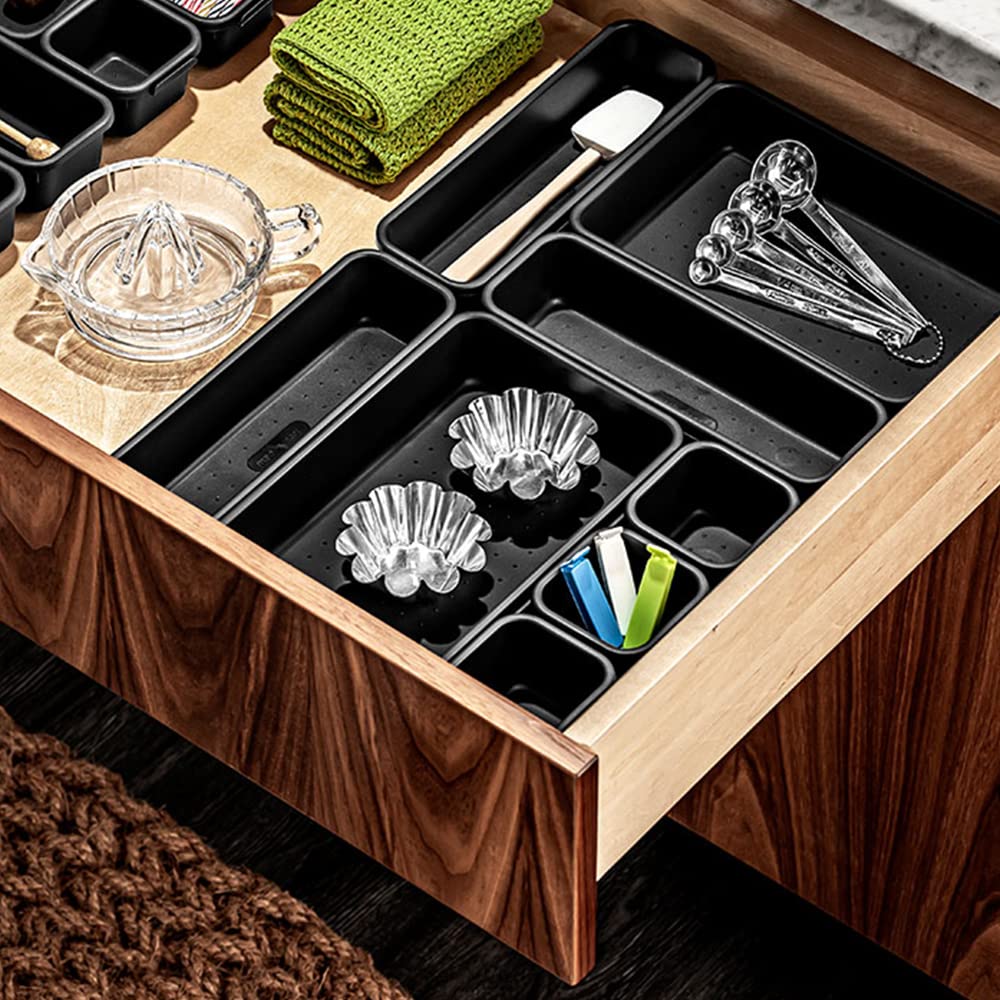 Madesmart Antimicrobial 8-Piece Interlocking Bin Pack Customizable Multi-Purpose Drawer, One Home Organization, Epa Certified, C