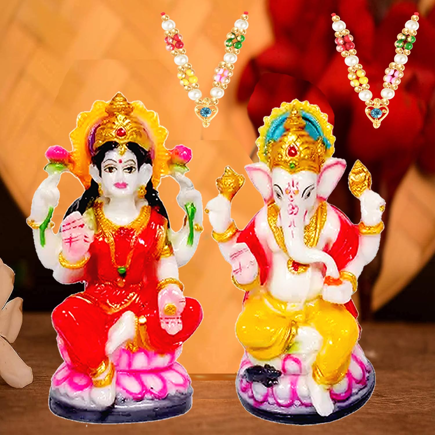 Kitlyn Laxmi Ganesh Resin Statue For Pooja Room | Lakshmi Ji Ki Murti | Ganesh Ji Ki Murti | God Murti Religious Figurine & Pooj