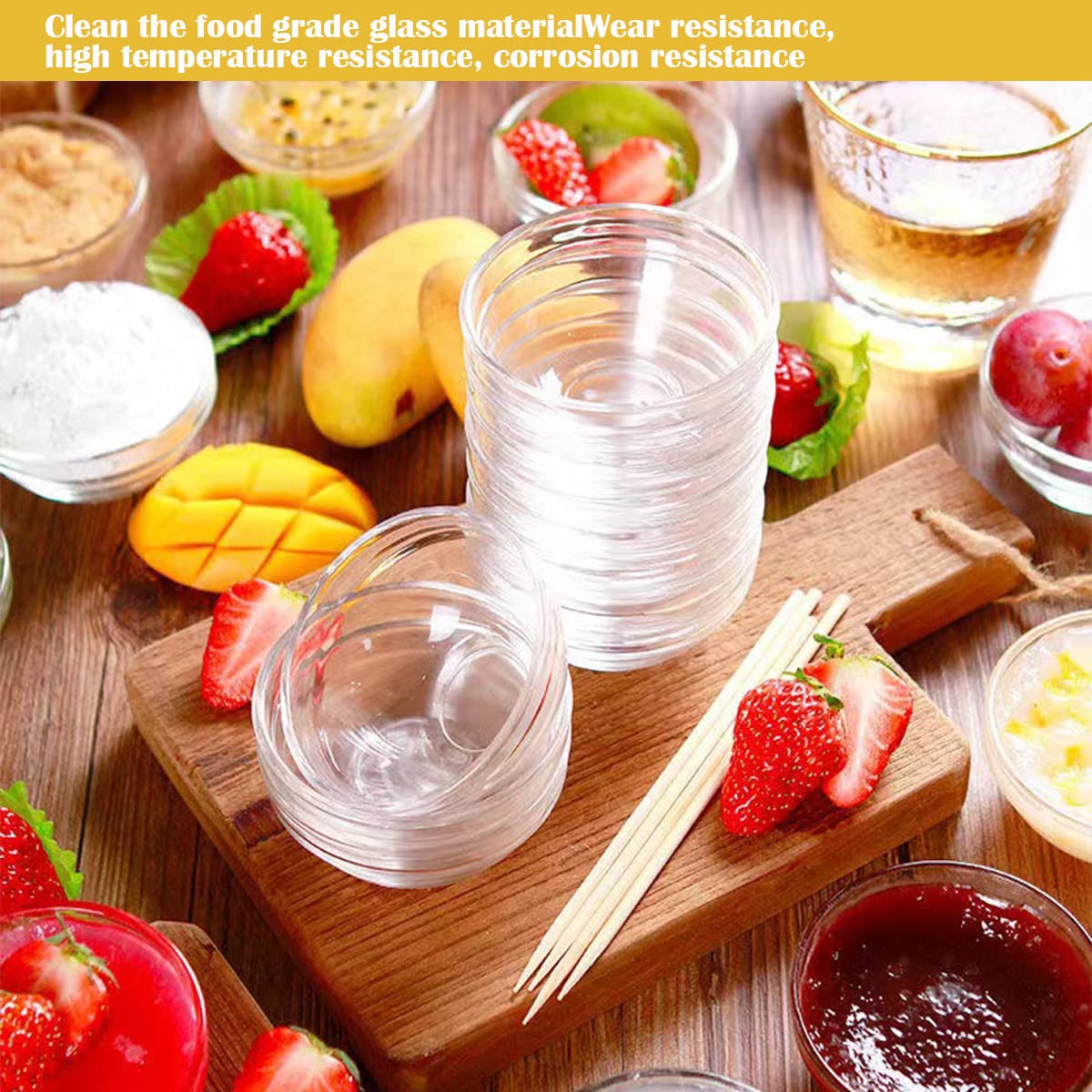 Lnq Luniqi Set Of 8 Glass Bowls, 3.5 Inch Stackable Food Prep Bowls Multipurpose Clear Glass Serving Bowls For Kitchen Prep, Des