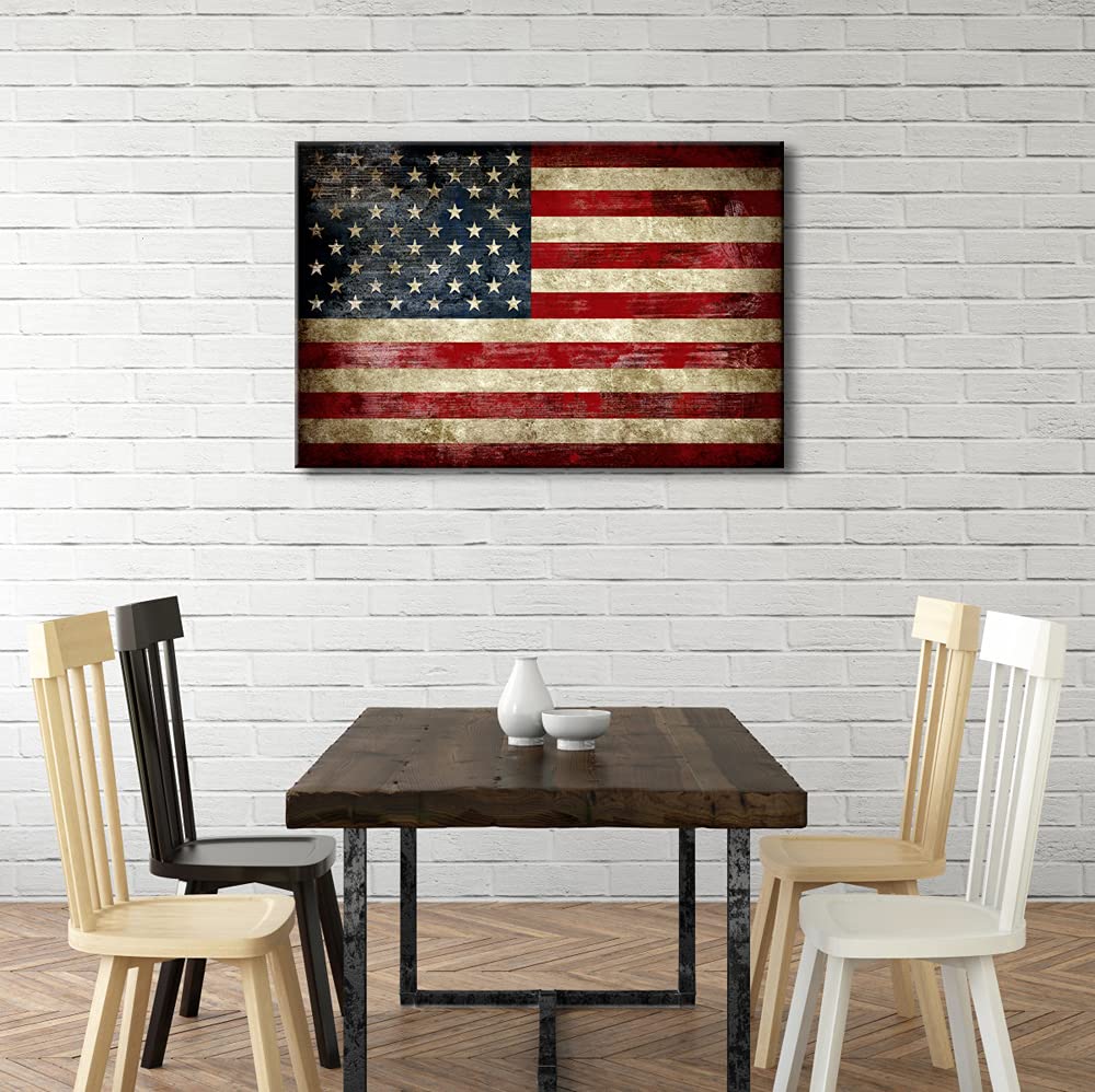 Pyradecor Large Old Vintage American Flag Canvas Prints Wall Art Pictures Paintings For Living Room Office Home Decorations Mode