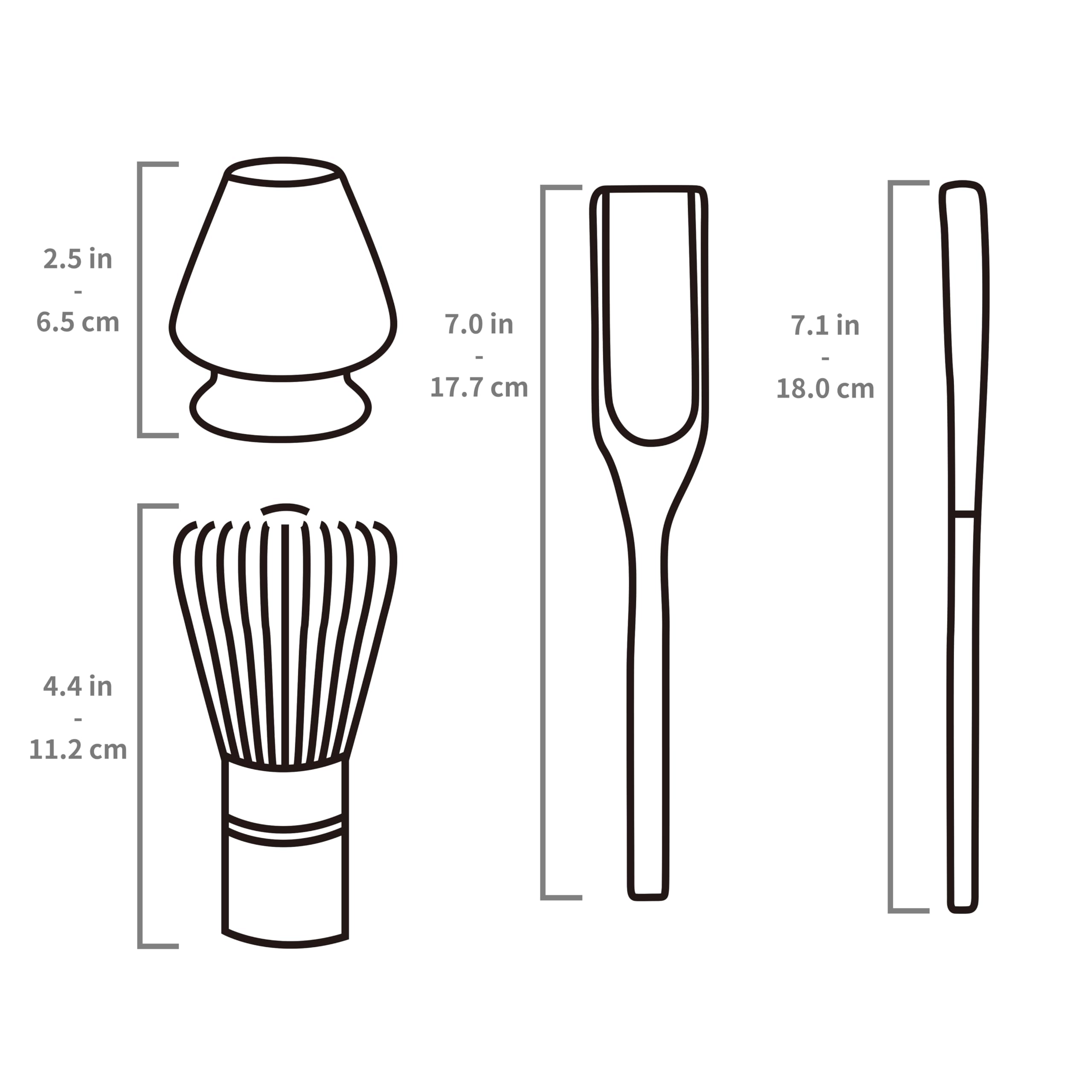 Teanagoo Japanese Matcha Ceremony Accessory, Matcha Whisk (Chasen), Traditional Scoop (Chashaku), Tea Spoon, Matte Black Whisk H