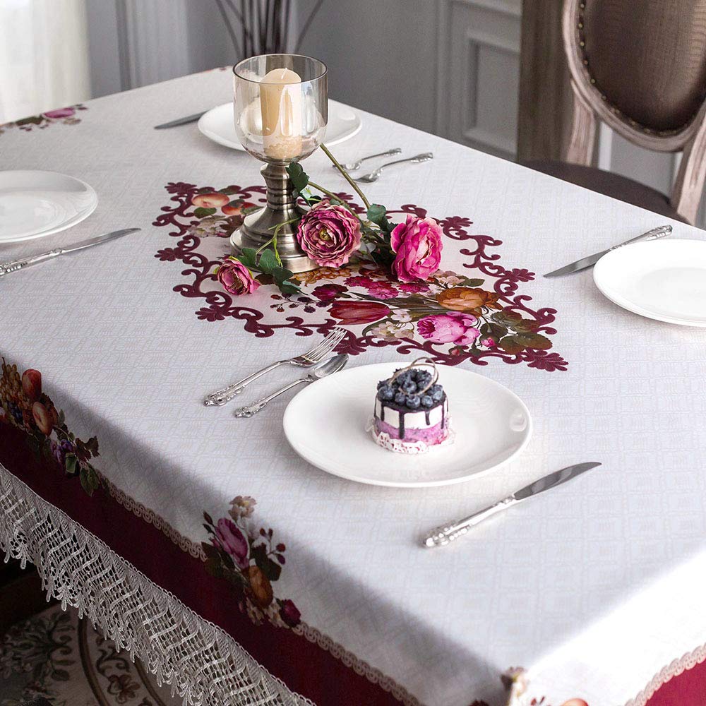 Artable Lace Spring Table Cloth Rectangle Fall Antique Flower Decor Macrame Tablecloth For Outdoor Farmhouse Rustic Kitchen Part