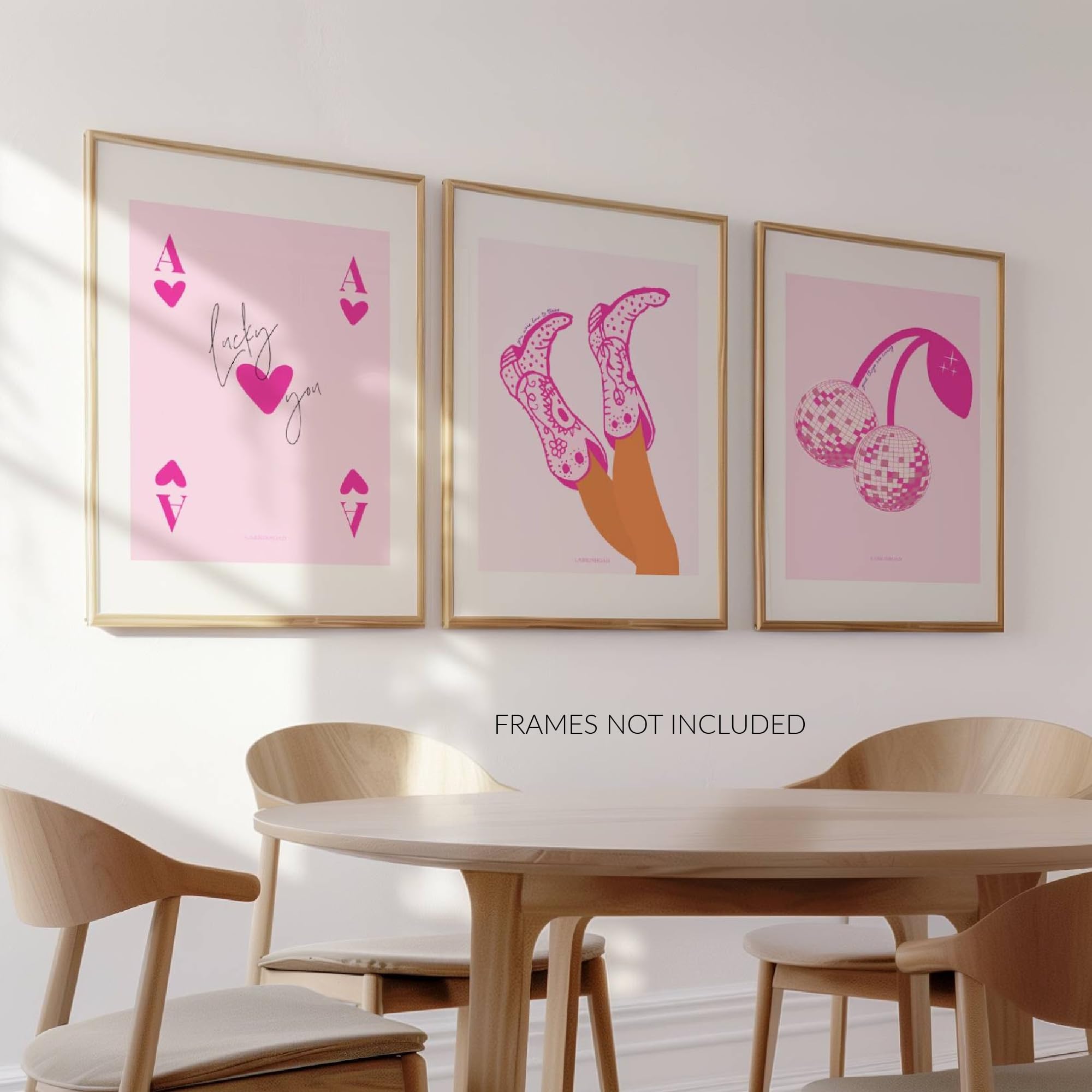 Larkinroad Positive Affirmation 3 Pack Poster - Pink Wall Decor (12In X 16In Unframed) Lucky You Poster - Dorm Wall Decor - Disc