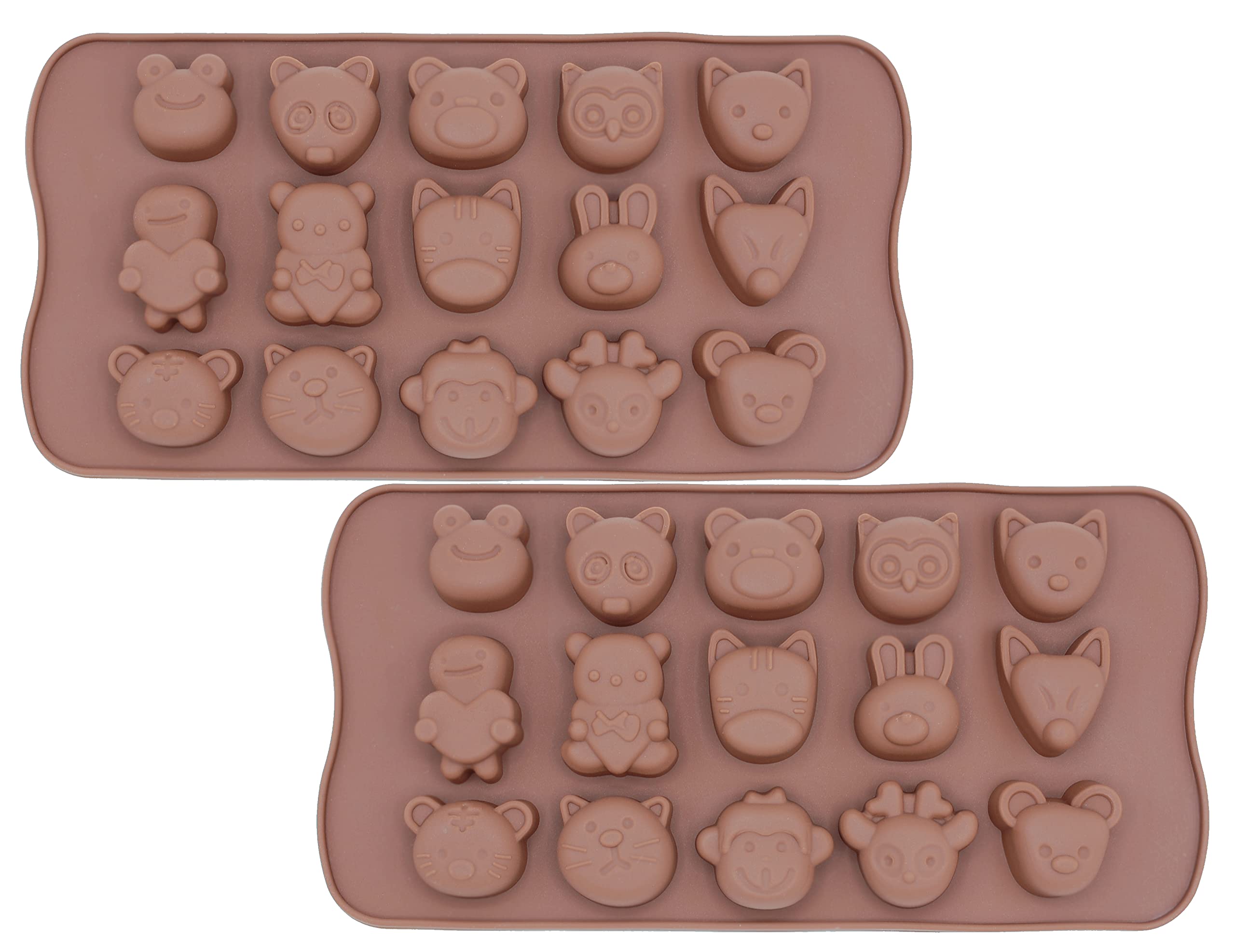 2 Pack Silicone Candy Chocolate Mold Flower Dinosaur Animal Zoo Rose Kids Diy Treats Freezer And Oven Safe (Zoo)