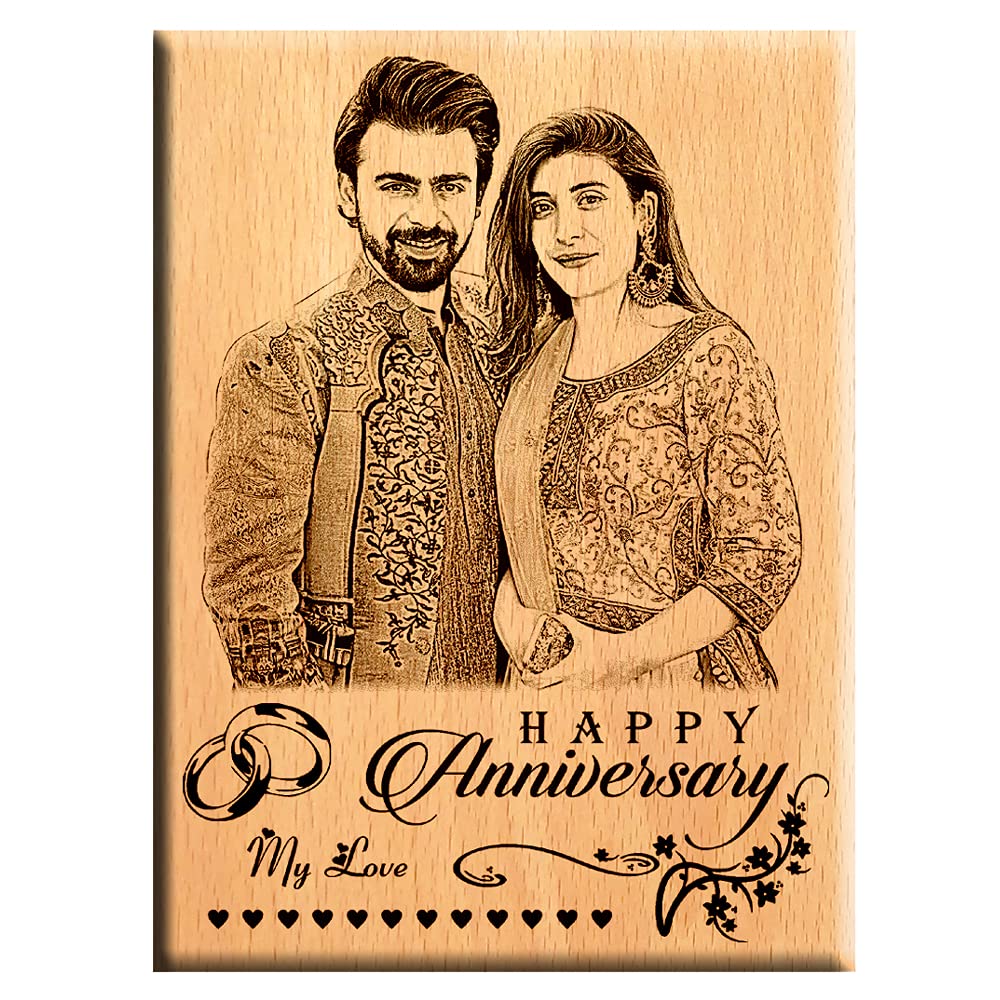 Amazing Gifts Personalized Gift For Wedding Anniversary  Customize Engraved Wooden Plaque 5X4
