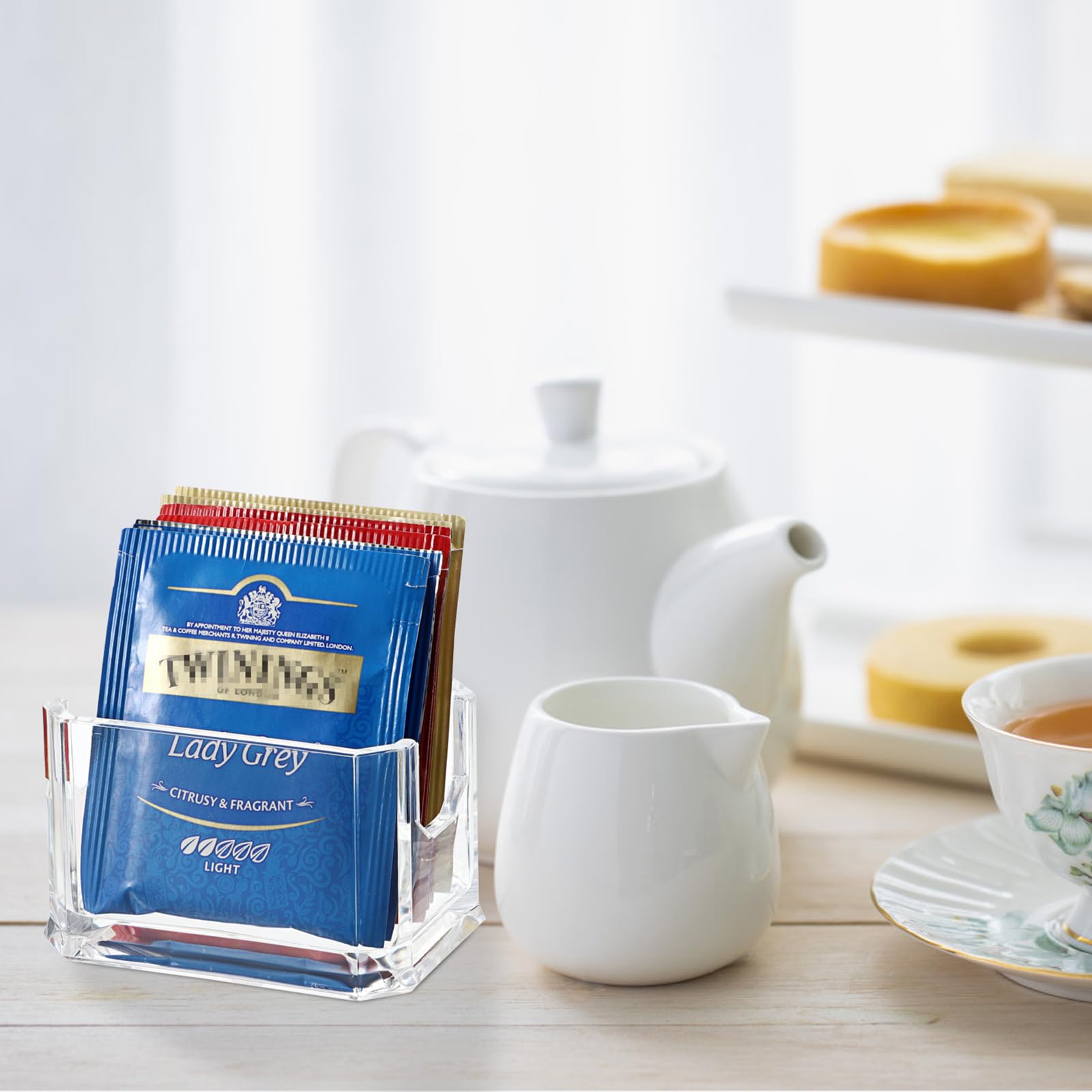 Elldoo Set Of 4 Sugar Packet Holder, Acrylic Sugar Bowl For Restaurant, Tea Bag Organizer, Small Condiments Packet Holder Sugar